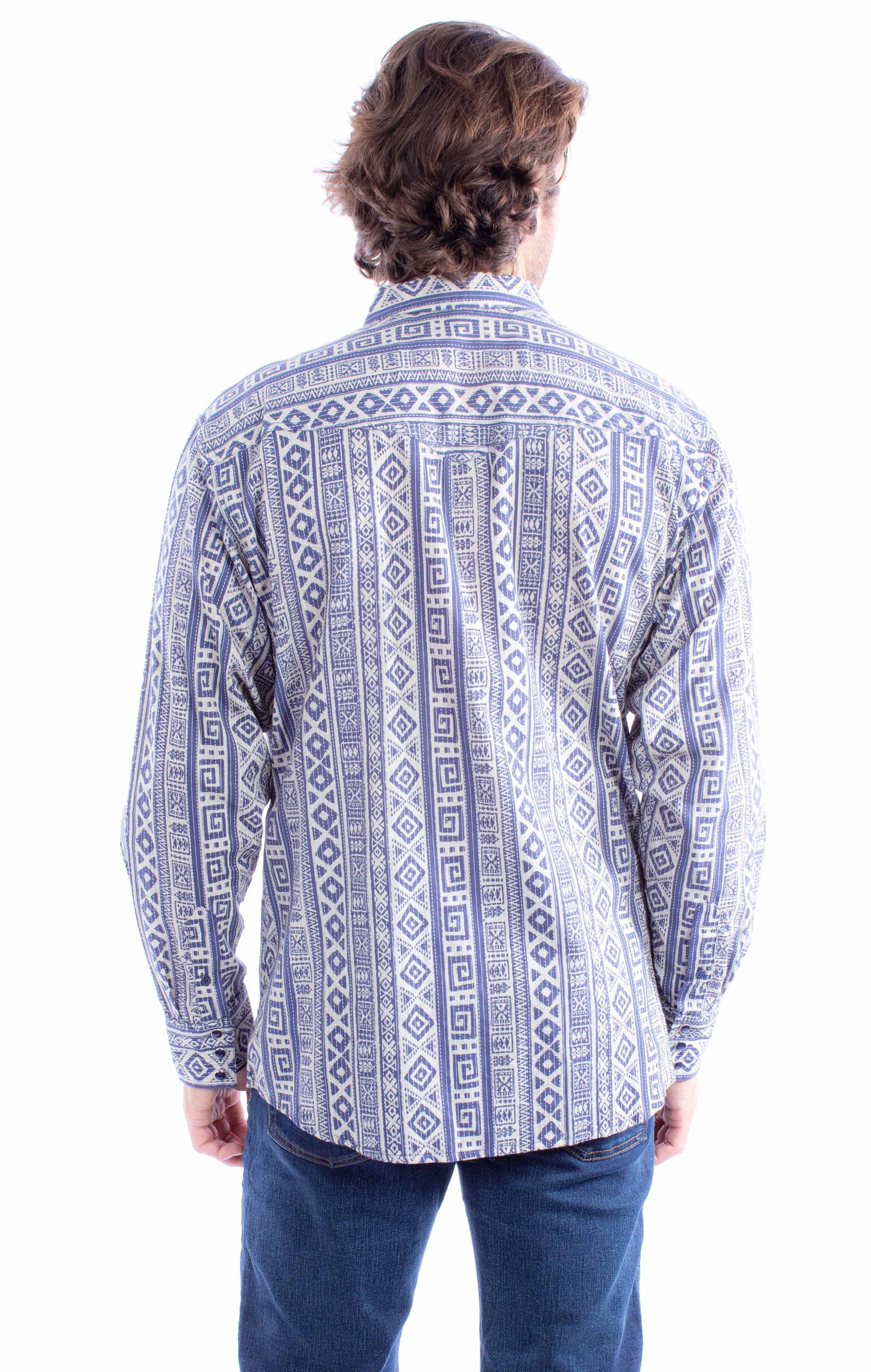 Scully Men's Kantha Signature Cotton Shirt in Blue