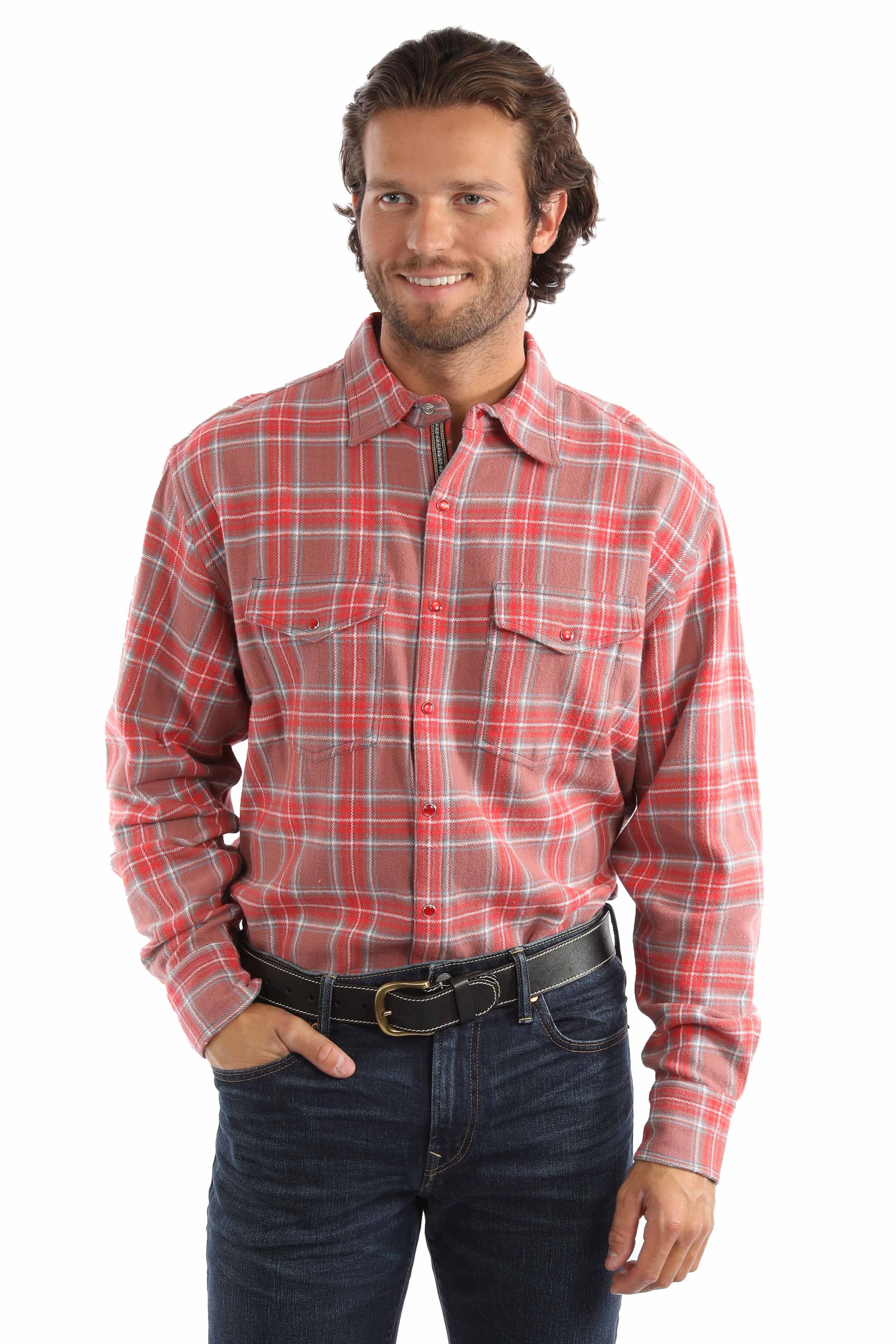 Scully Men's Signature Yarn Dyed Check Shirt in Red