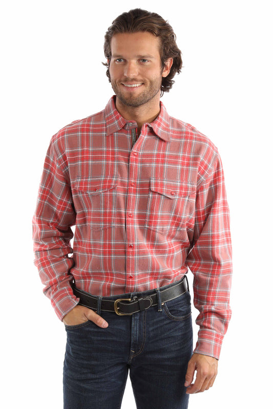 Scully Men's Signature Yarn Dyed Check Shirt in Red