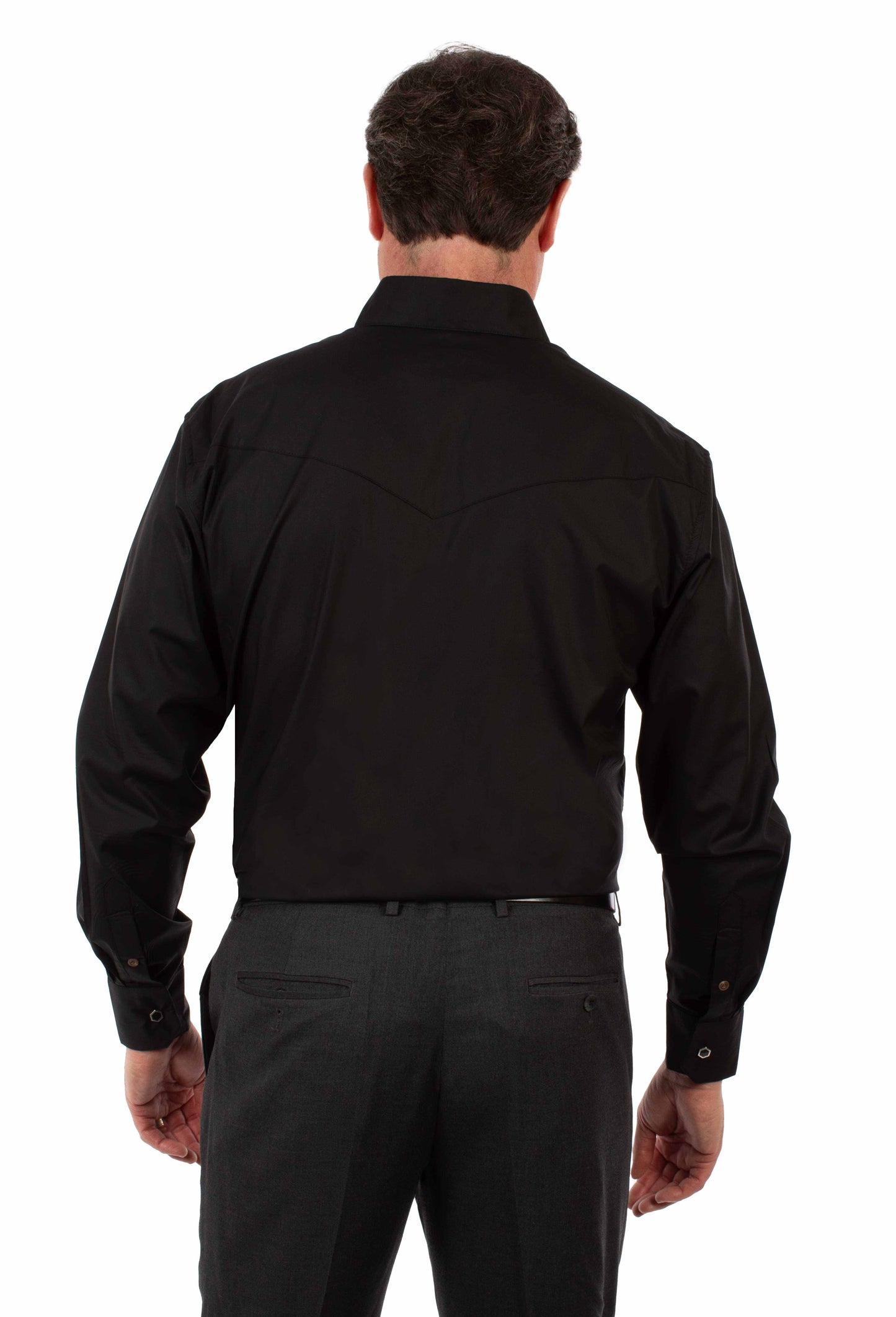 Scully Western Men's Poplin Dress Shirt in Black