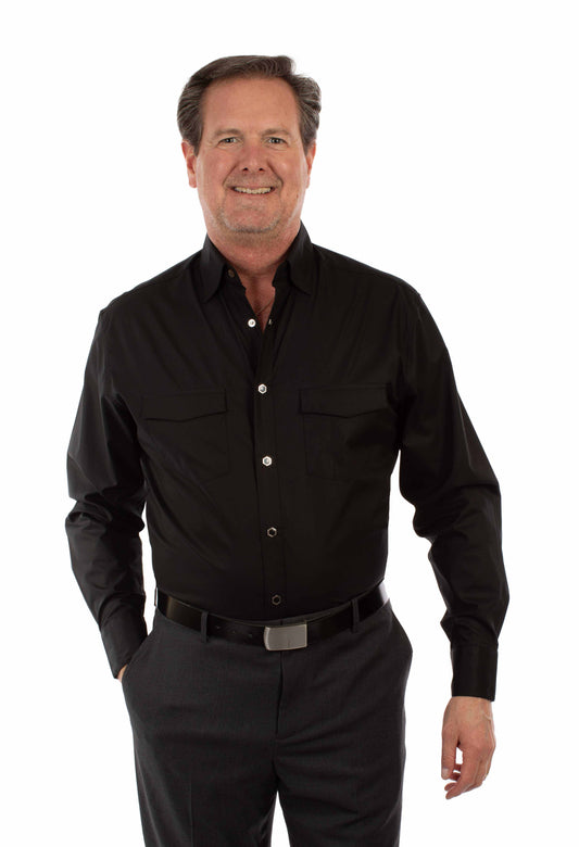Scully Western Men's Poplin Dress Shirt in Black