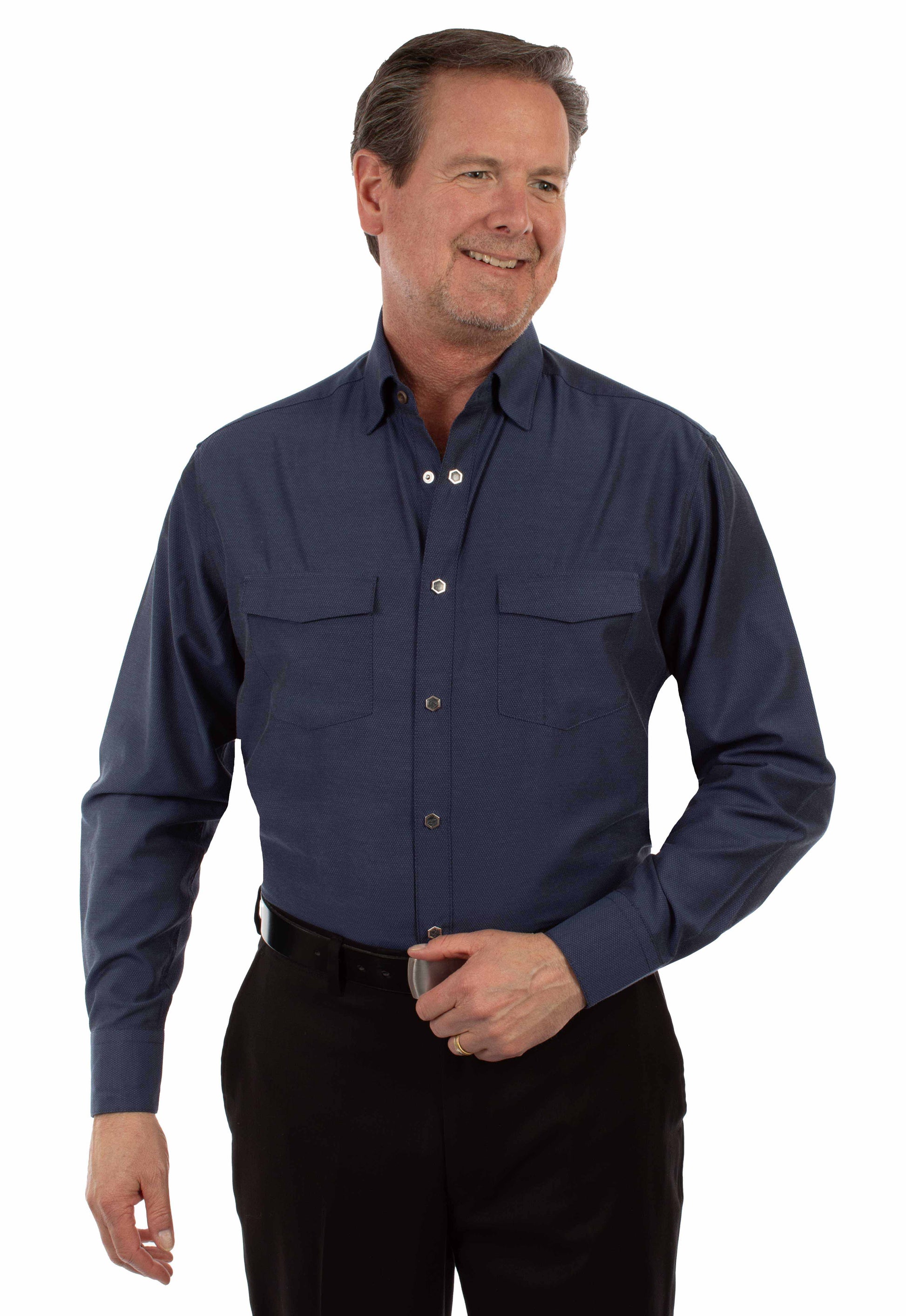 Scully Western Men's Two Tone Dress Shirt in Blue