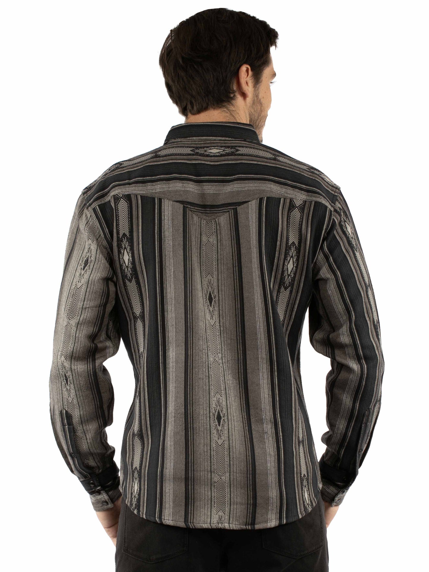 Scully Men's Signature Stripe Cotton Shirt in Charcoal