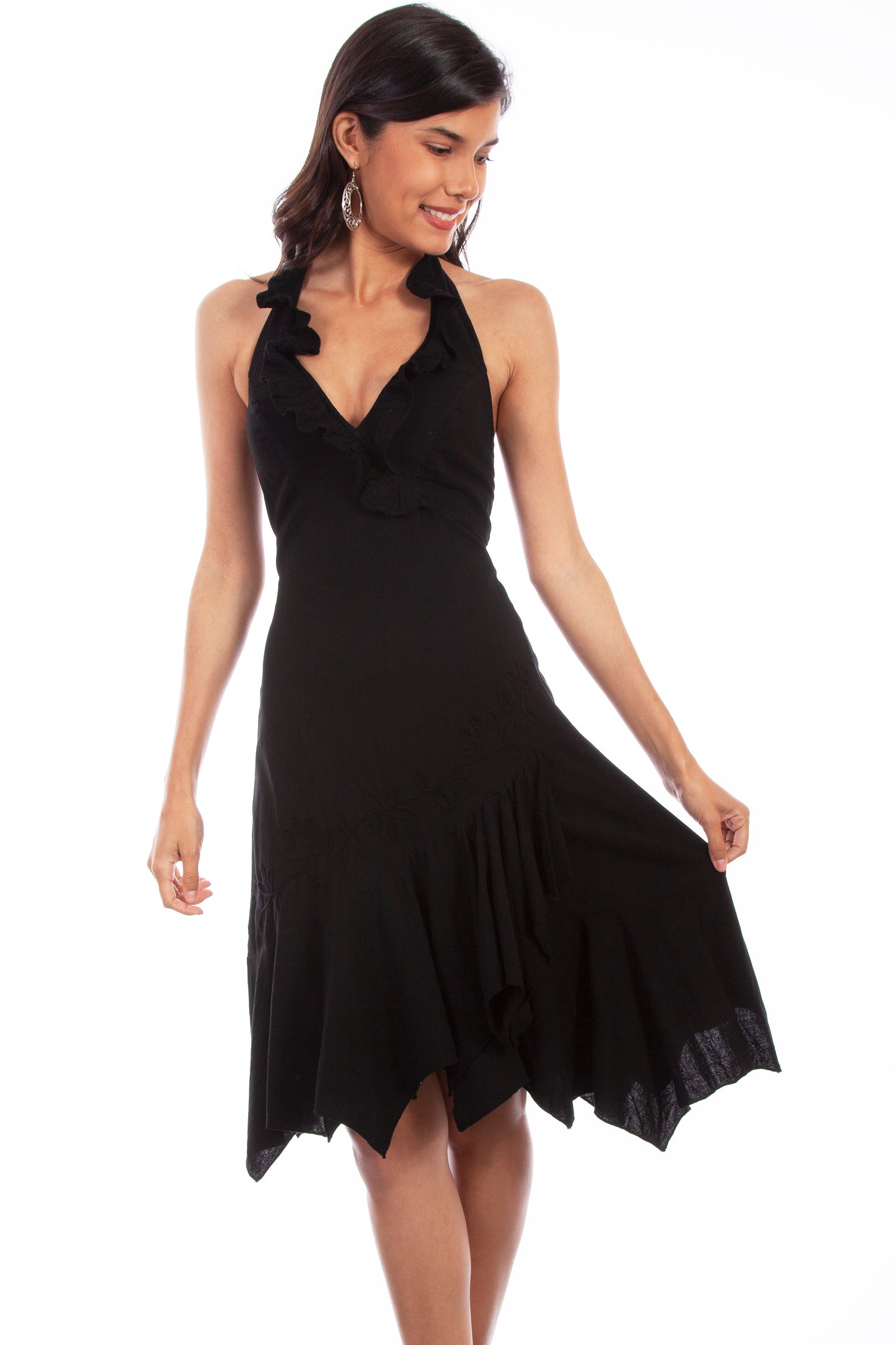 Scully Women's Peruvian Cotton Halter Midi Dress in Black