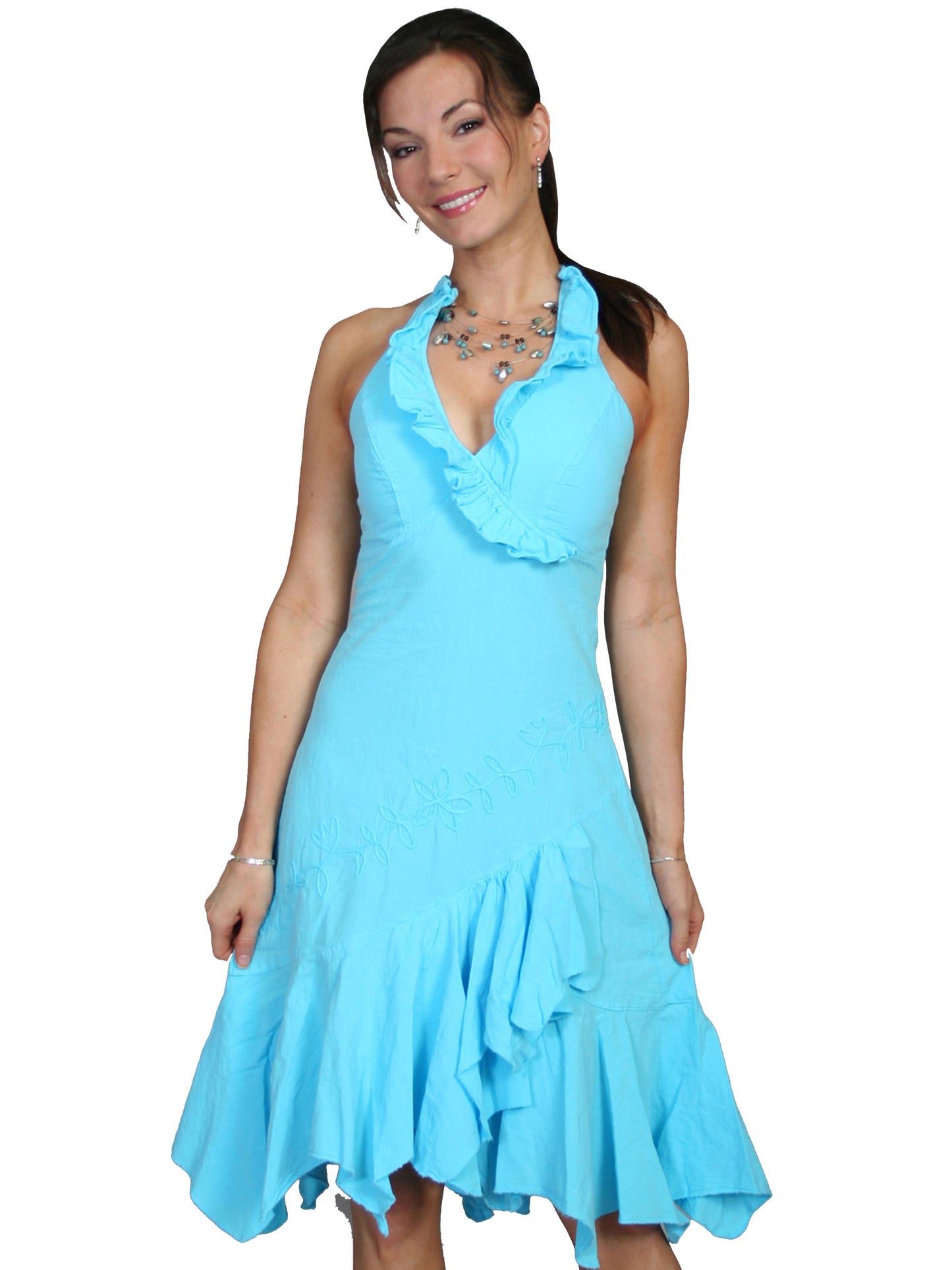 Scully Women's Peruvian Cotton Halter Midi Dress in Turquoise