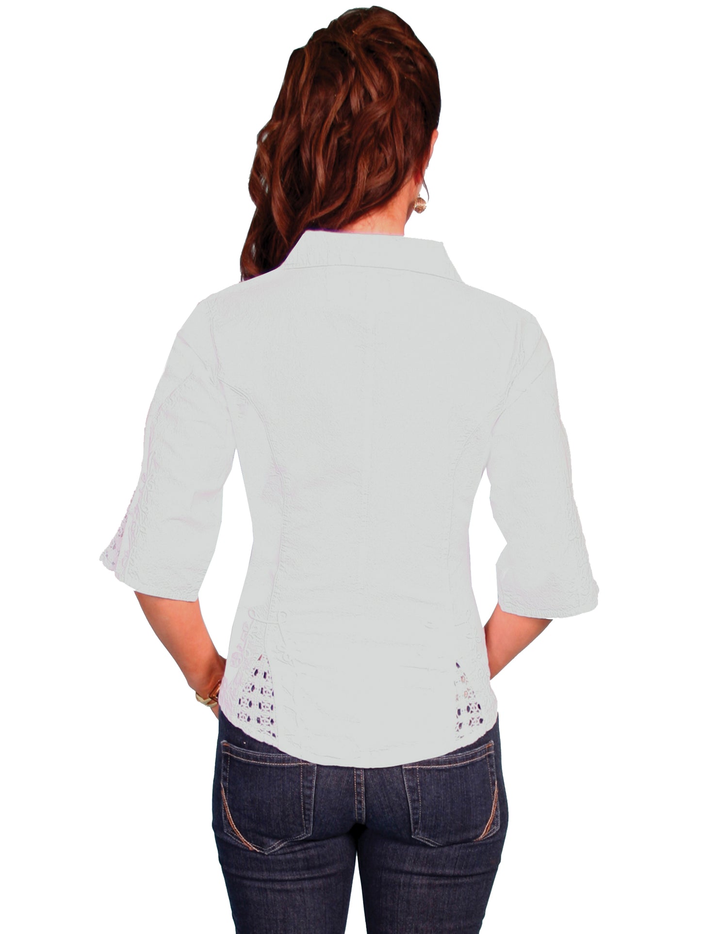 Scully Women's Cantina Collection 3/4 Sleeve Peruvian Cotton Blouse in White