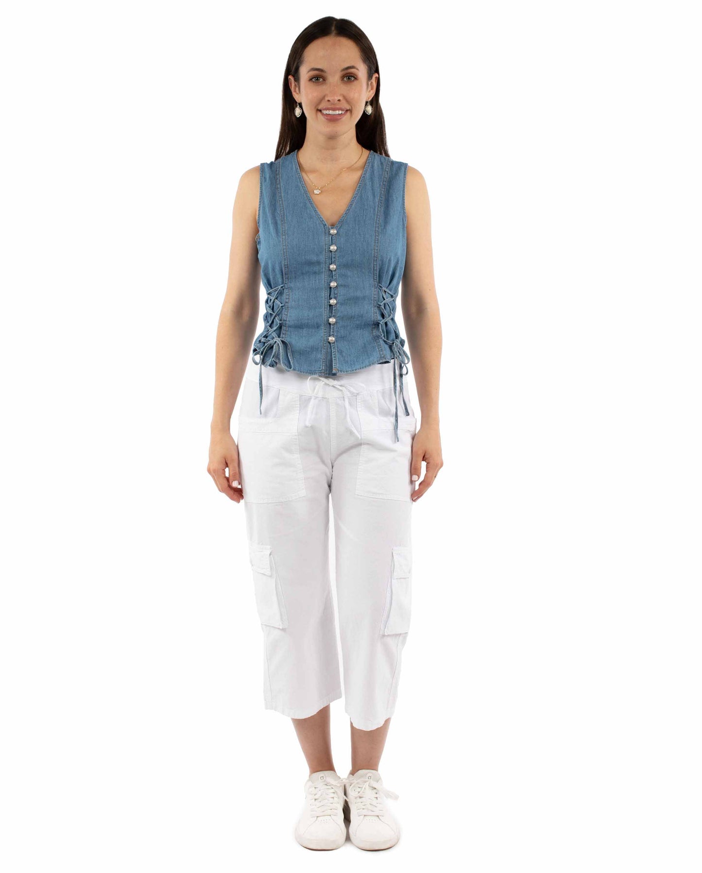 Scully Women's Capri Pant with Front Pockets in White