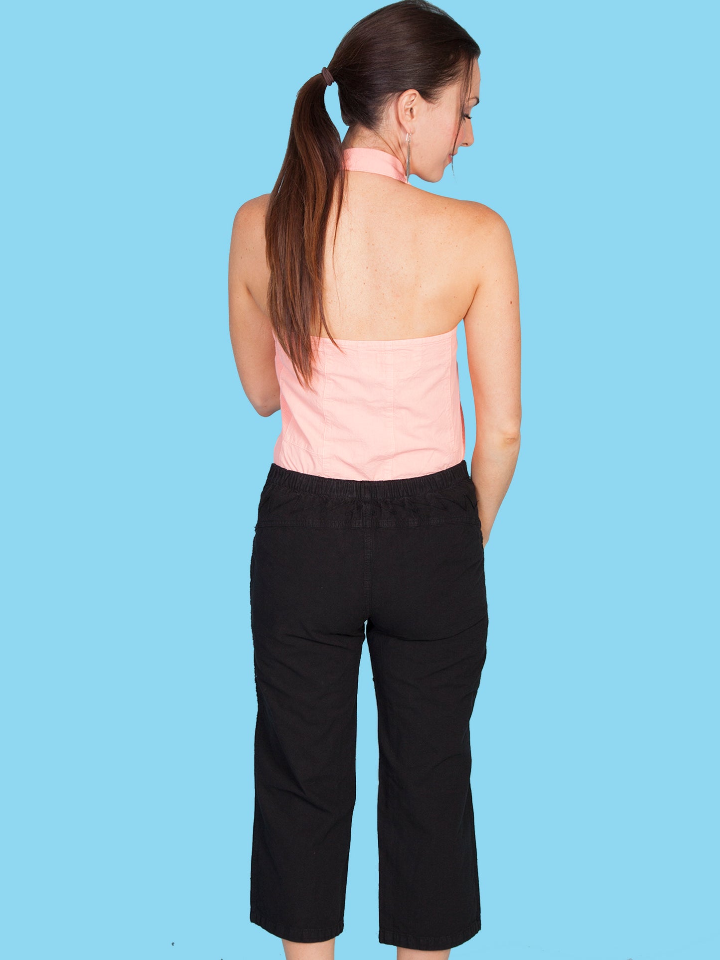 Scully Women's Embroidered Capri Pant in Black