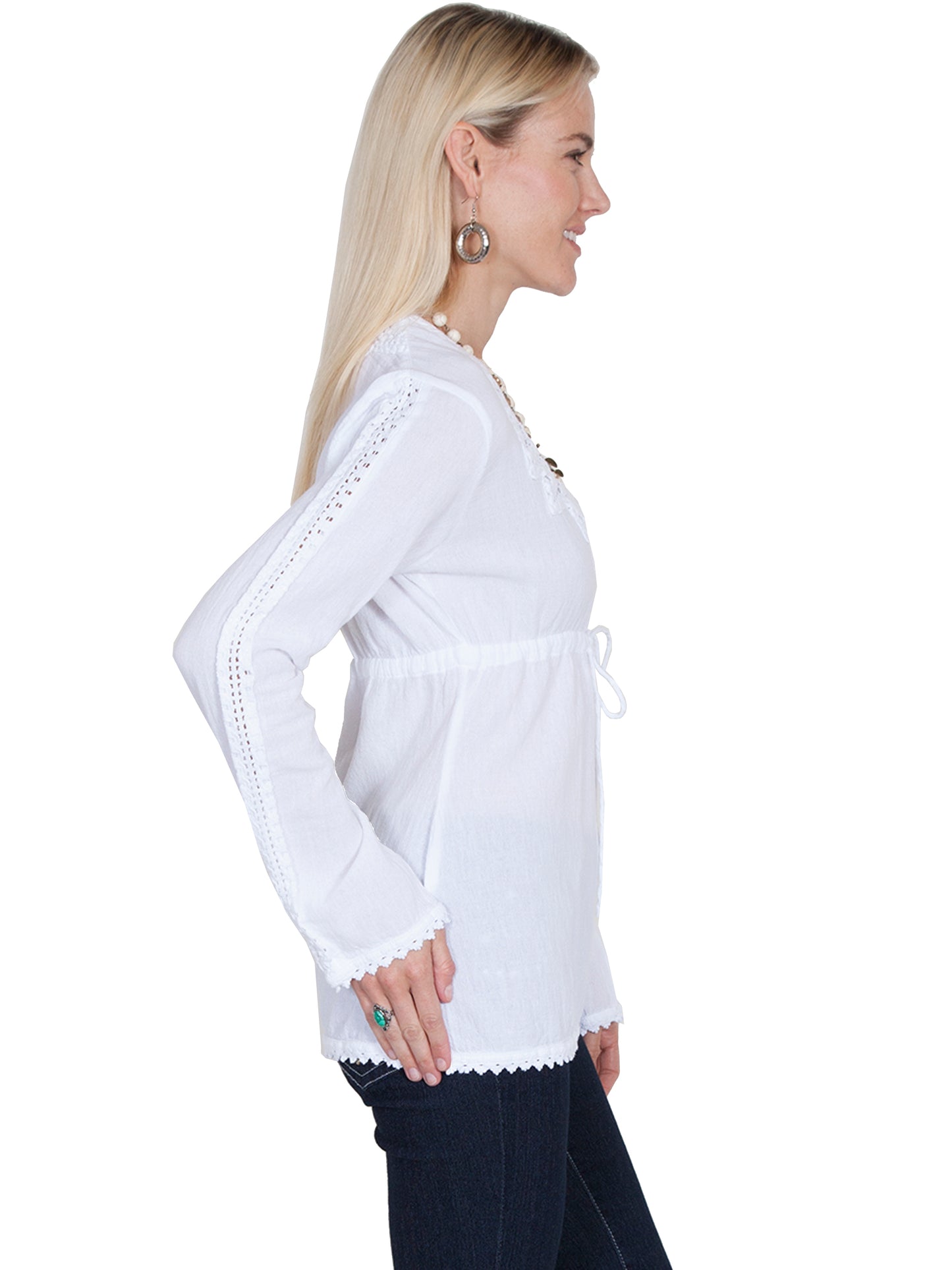 Scully Women's Adalie Blouse With Tie Front in White