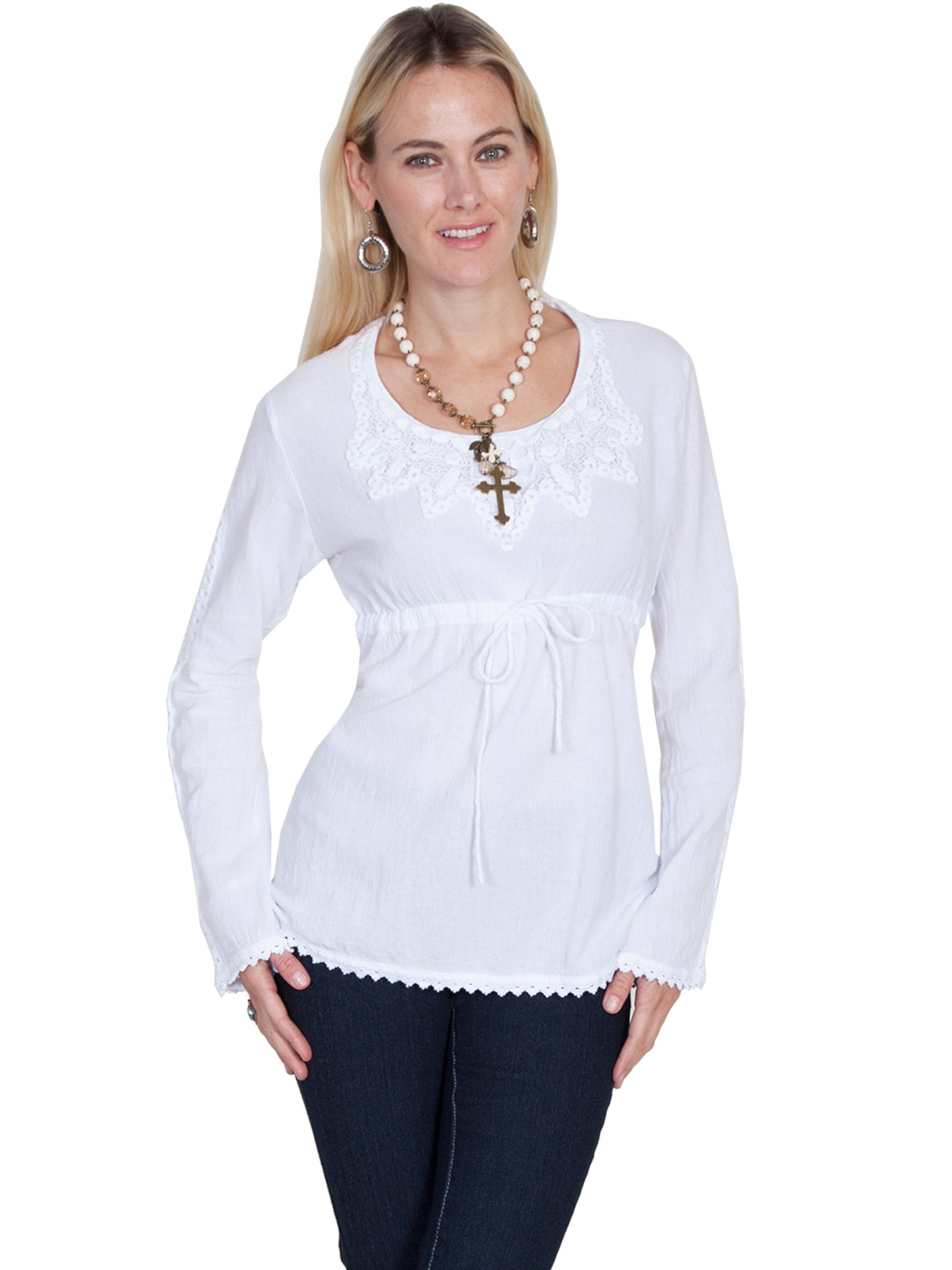 Scully Women's Adalie Blouse With Tie Front in White