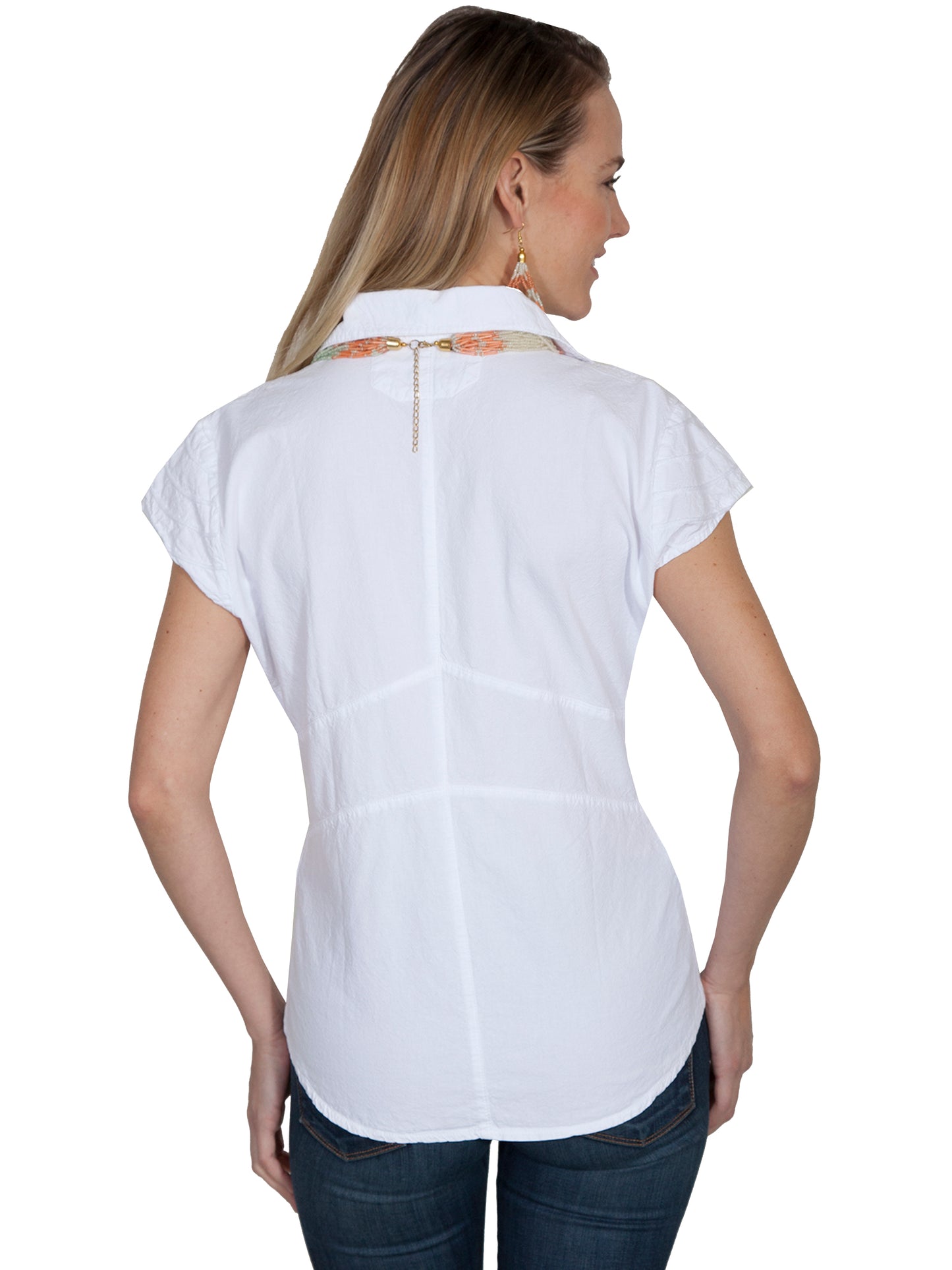 Scully Women's Cap Sleeve Button Front Blouse in White