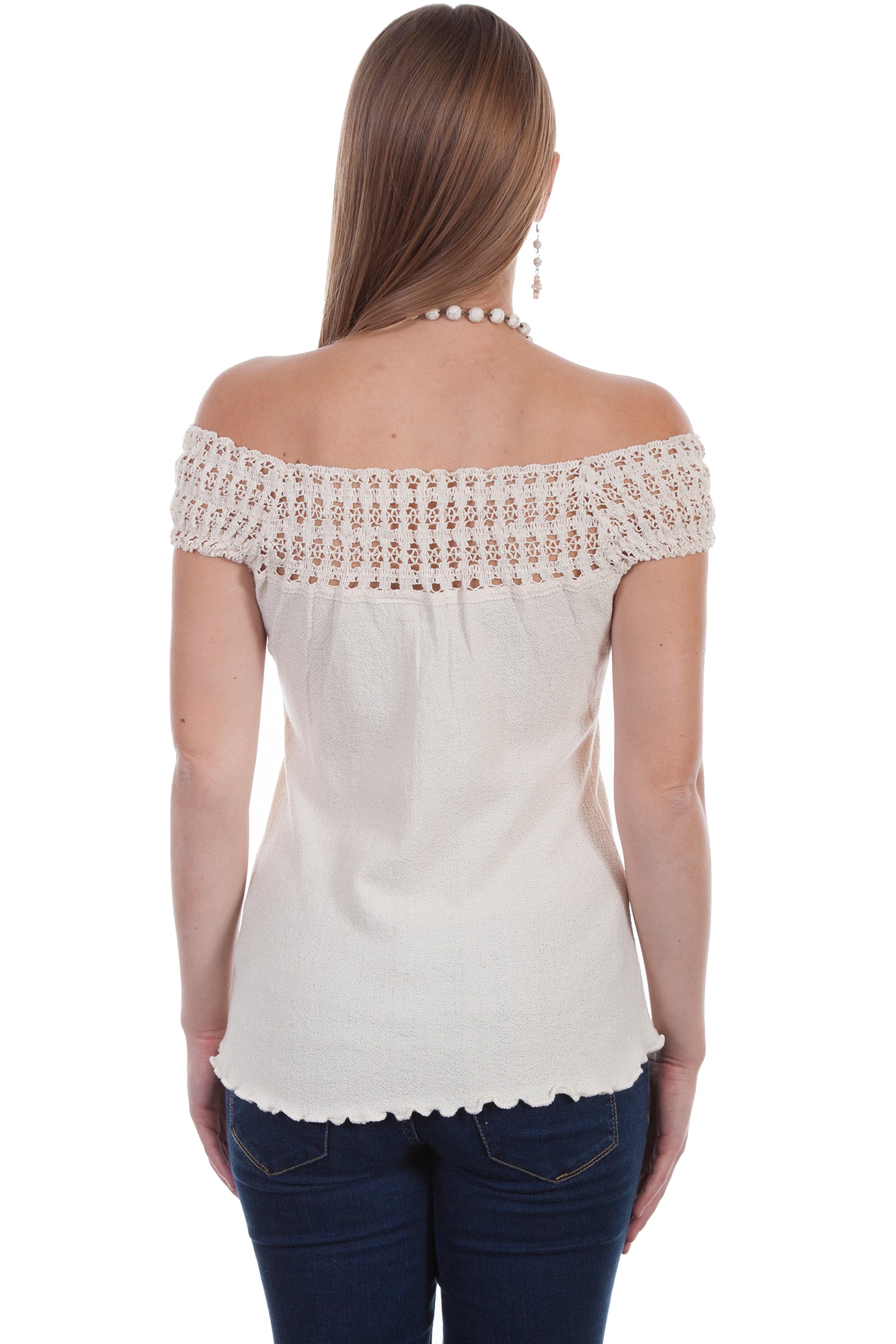 Scully Women's Crochet Embellished Cotton Blouse in Natural