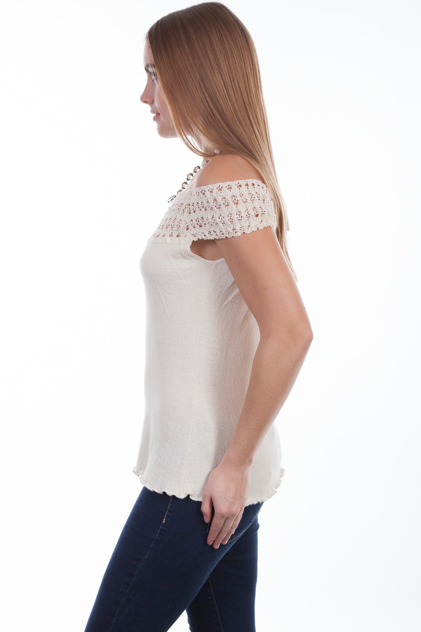 Scully Women's Crochet Embellished Cotton Blouse in Natural