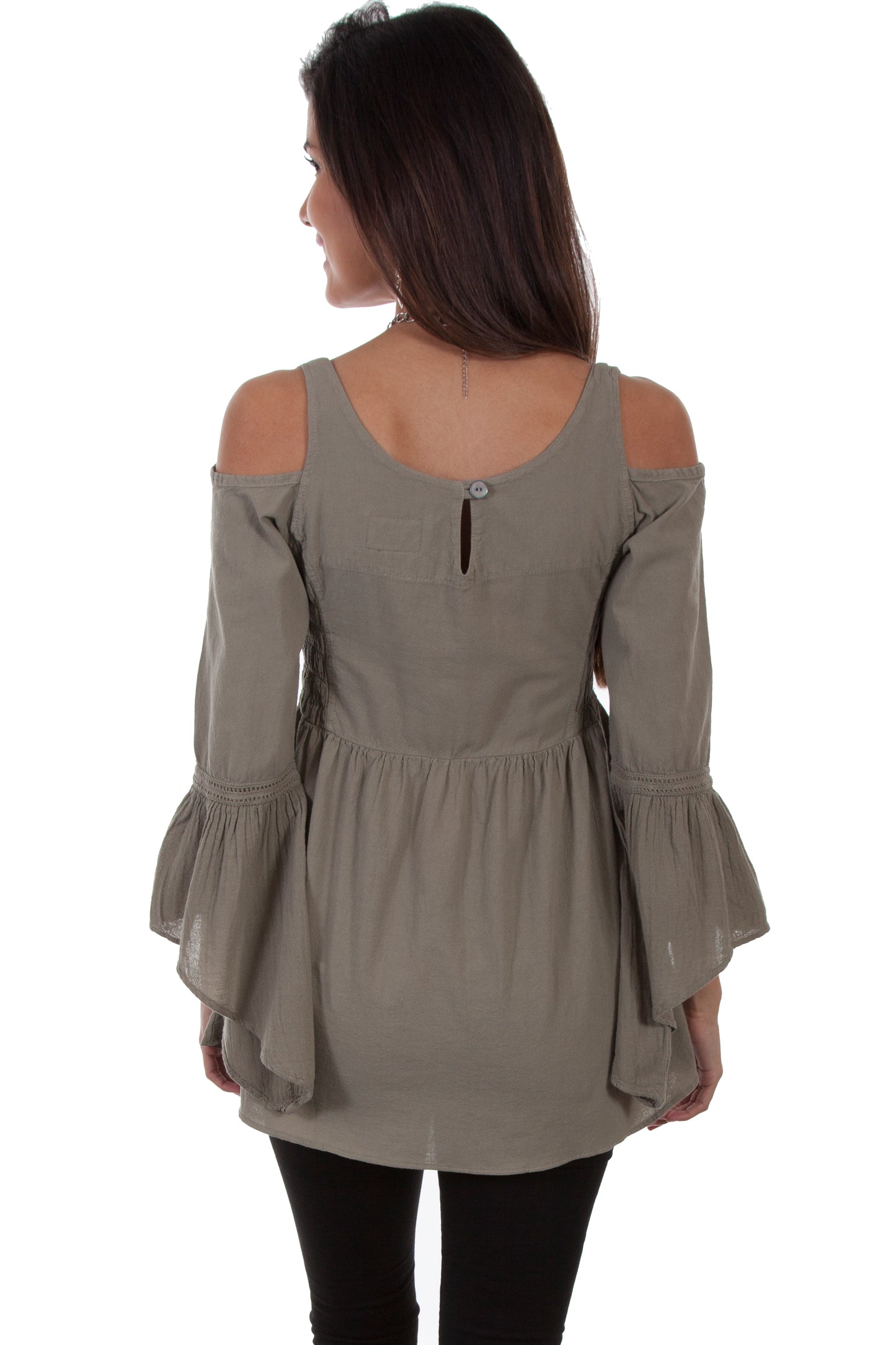 Scully Women's Cold Shoulder Long Sleeve Tunic in Olive