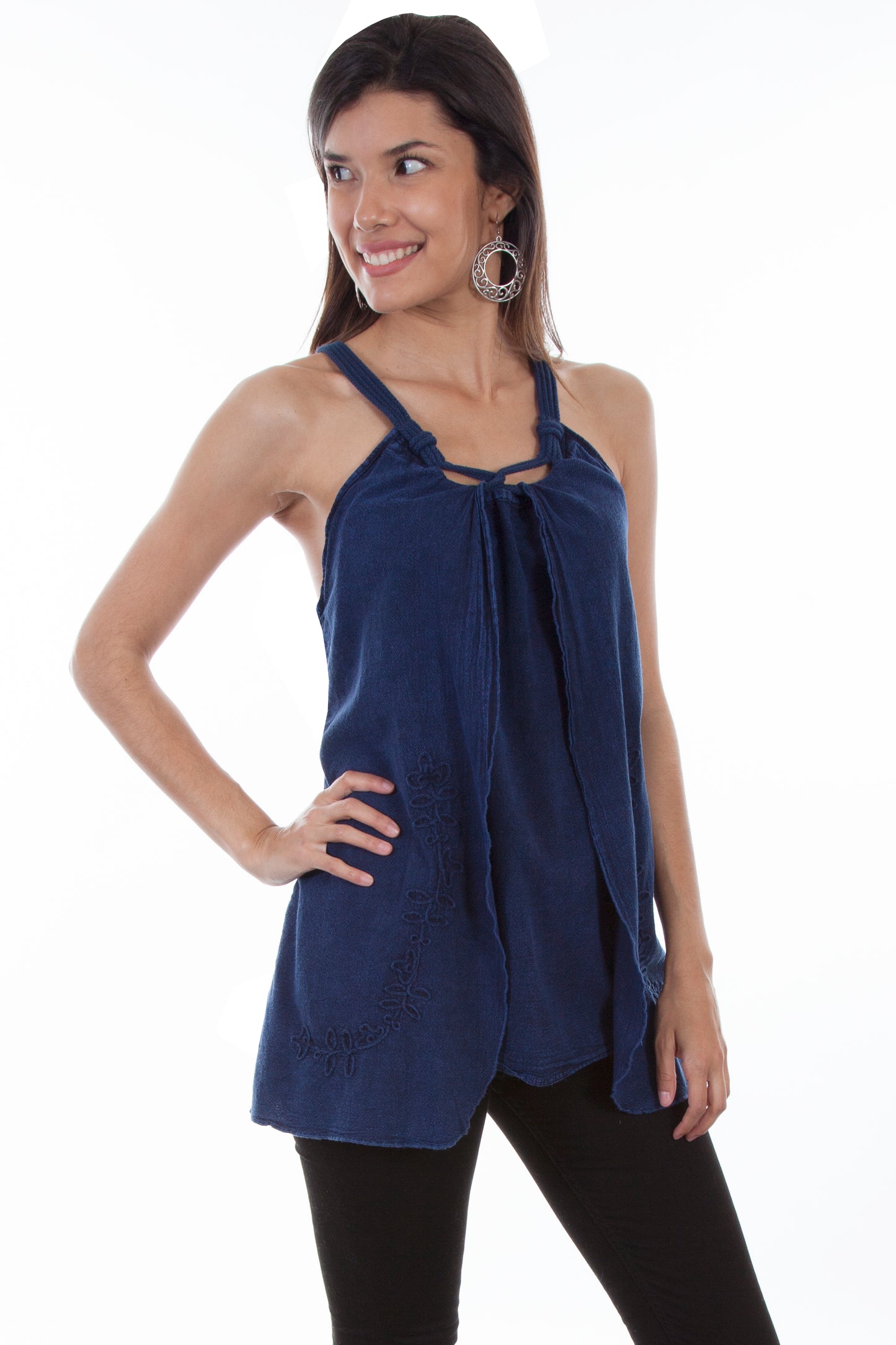 Scully Cantina Women's Rope Strap Blouse in Dark Blue