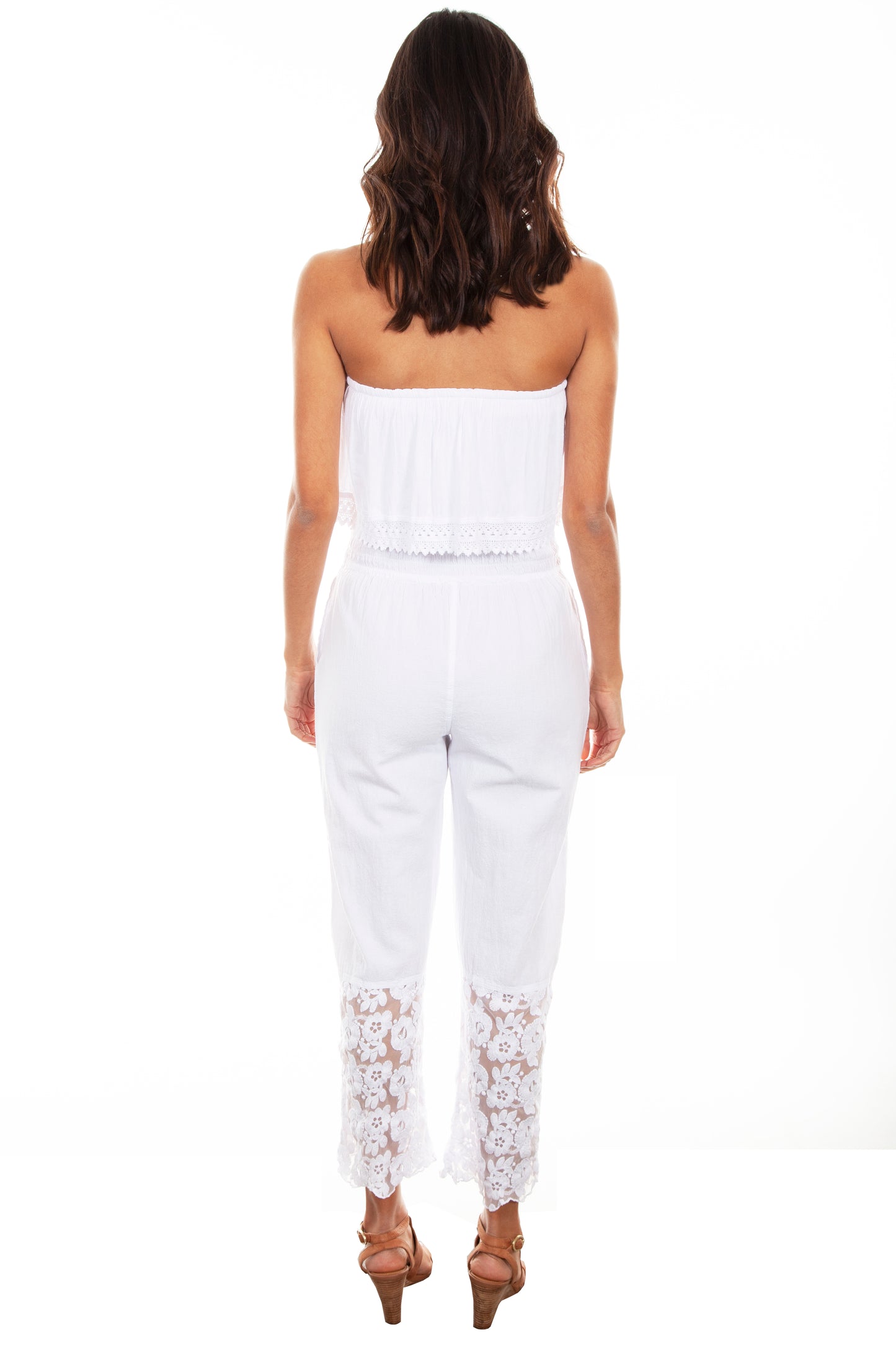 Scully Cantina Women's Tube Top Crochet Romper in White