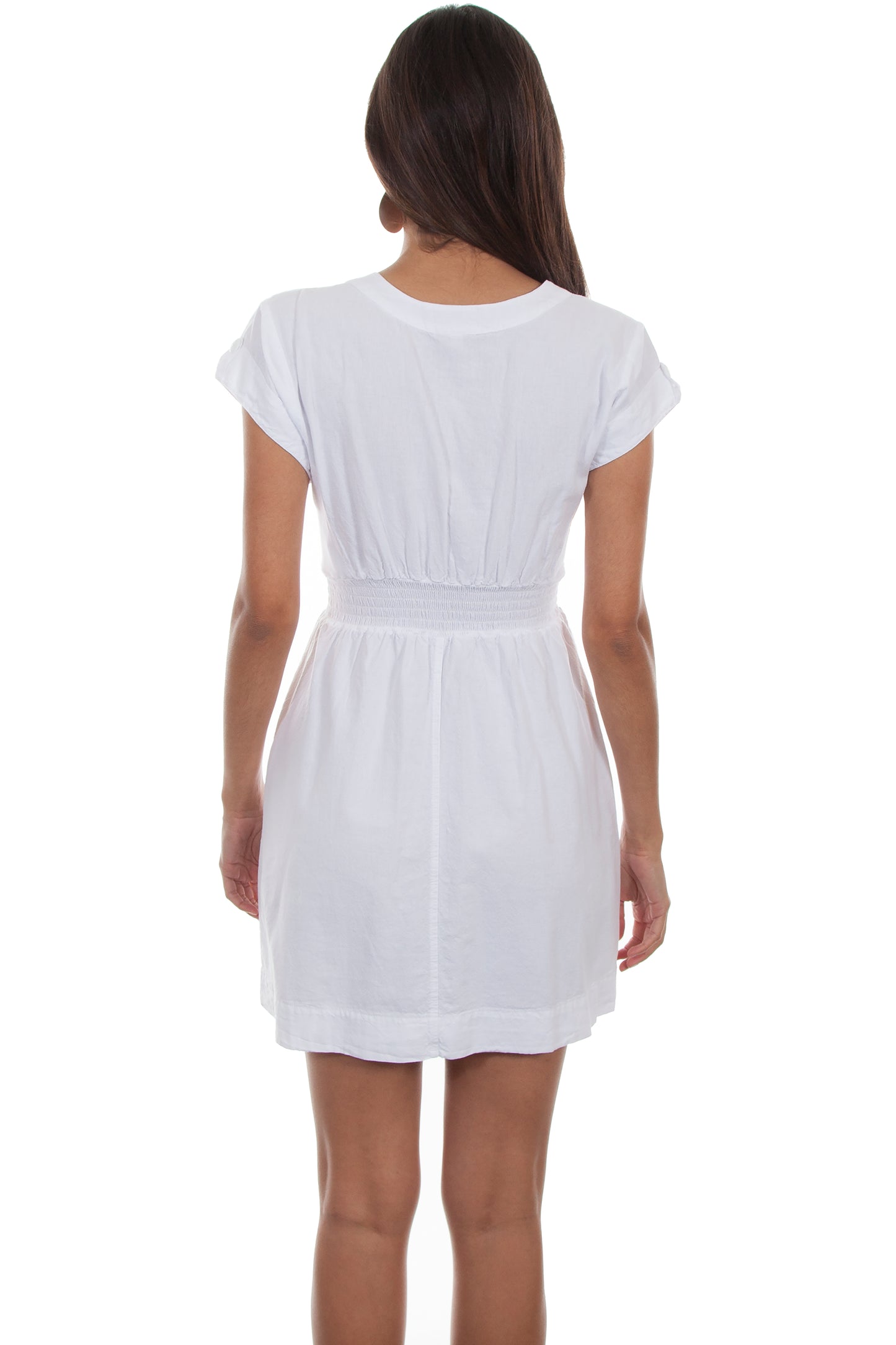 Scully Western Women's Cap Sleeve Button Front Dress in White