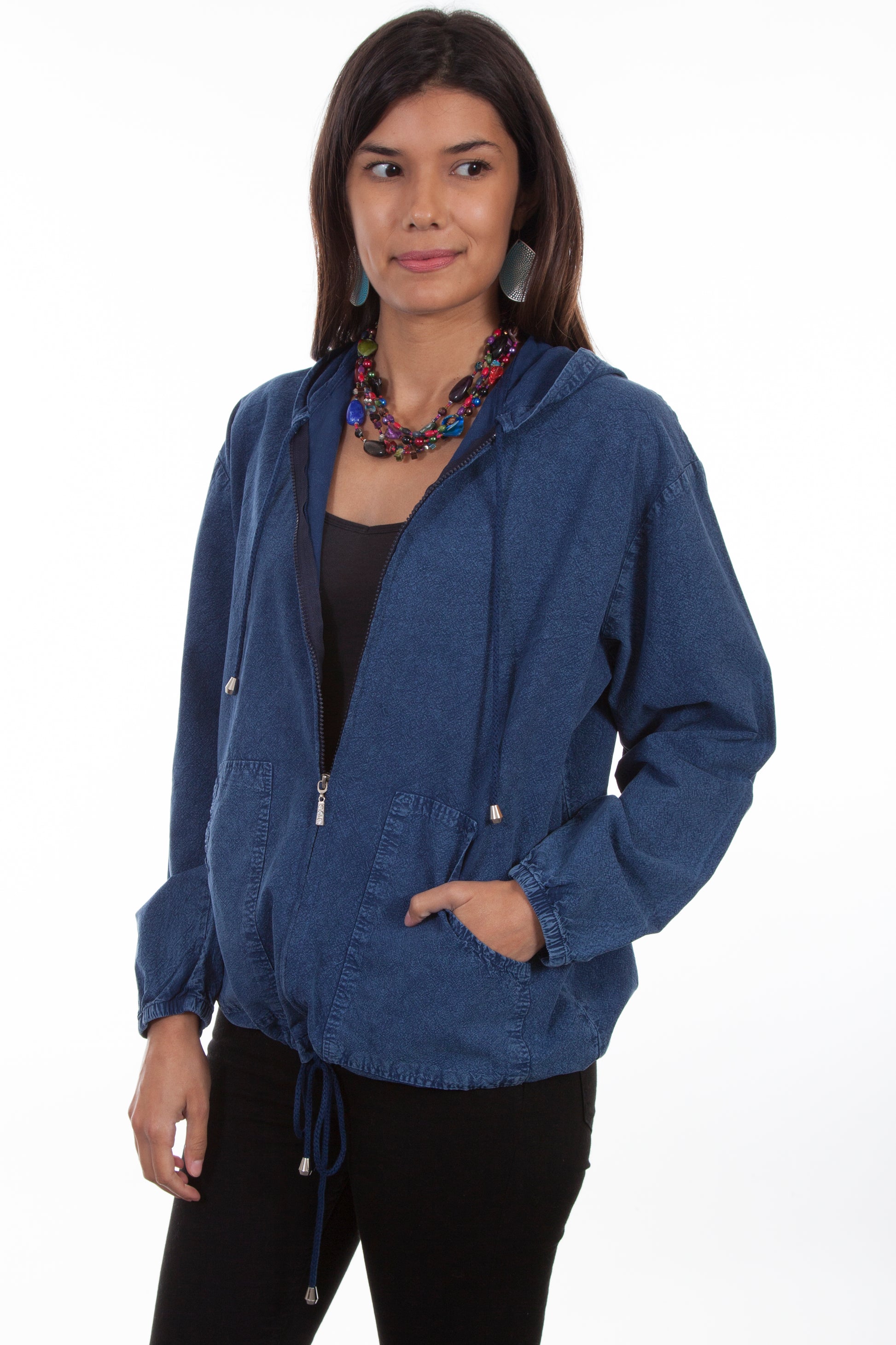 Scully Women's Zip Front Hoodie in Dark Blue