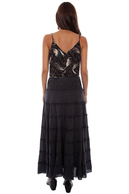 Scully Western Women's Multi Panel Ruffle Skirt in Black