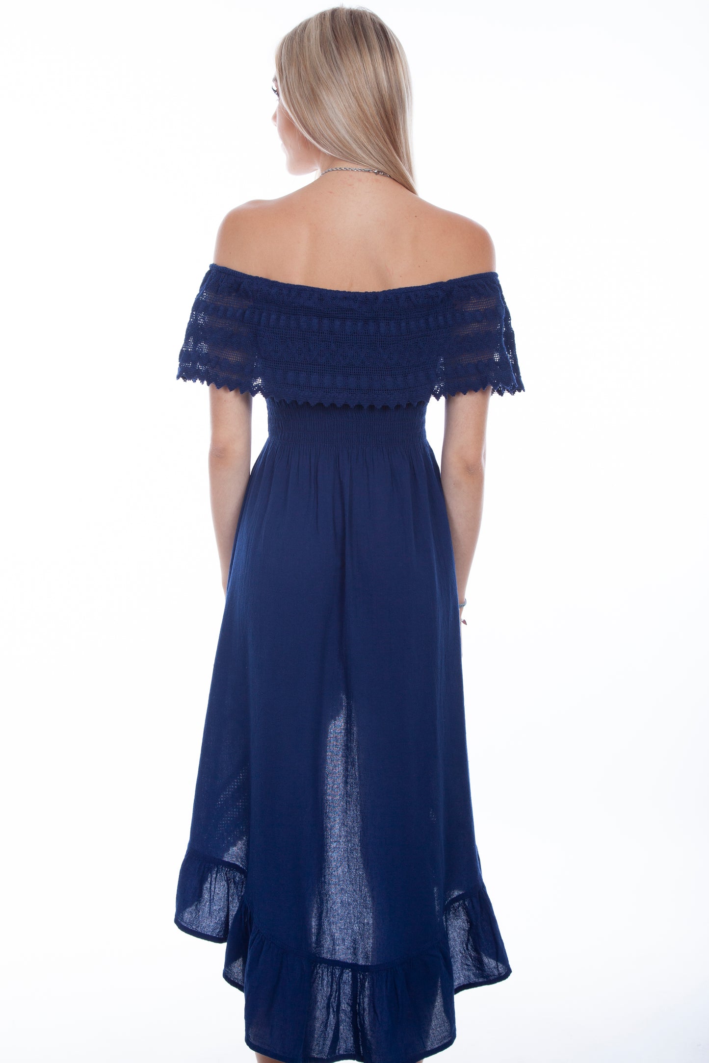 Scully Western Women's Off Shoulder Hi/lo Dress in Royal Blue