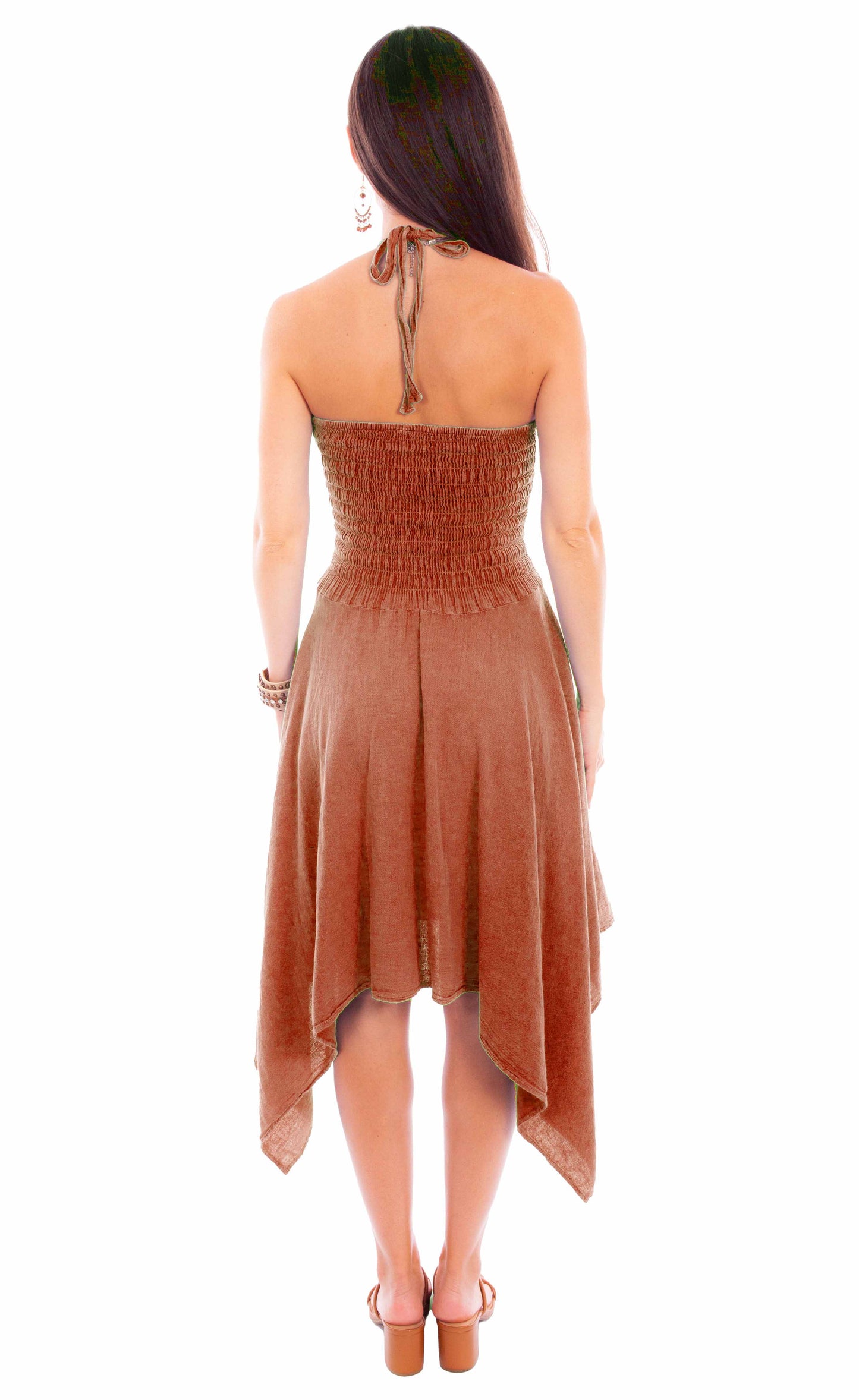 Scully Western Women's Crochet Halter Dress in Ginger