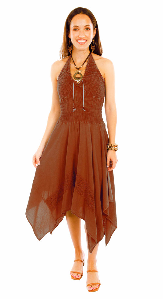 Scully Western Women's Crochet Halter Dress in Ginger