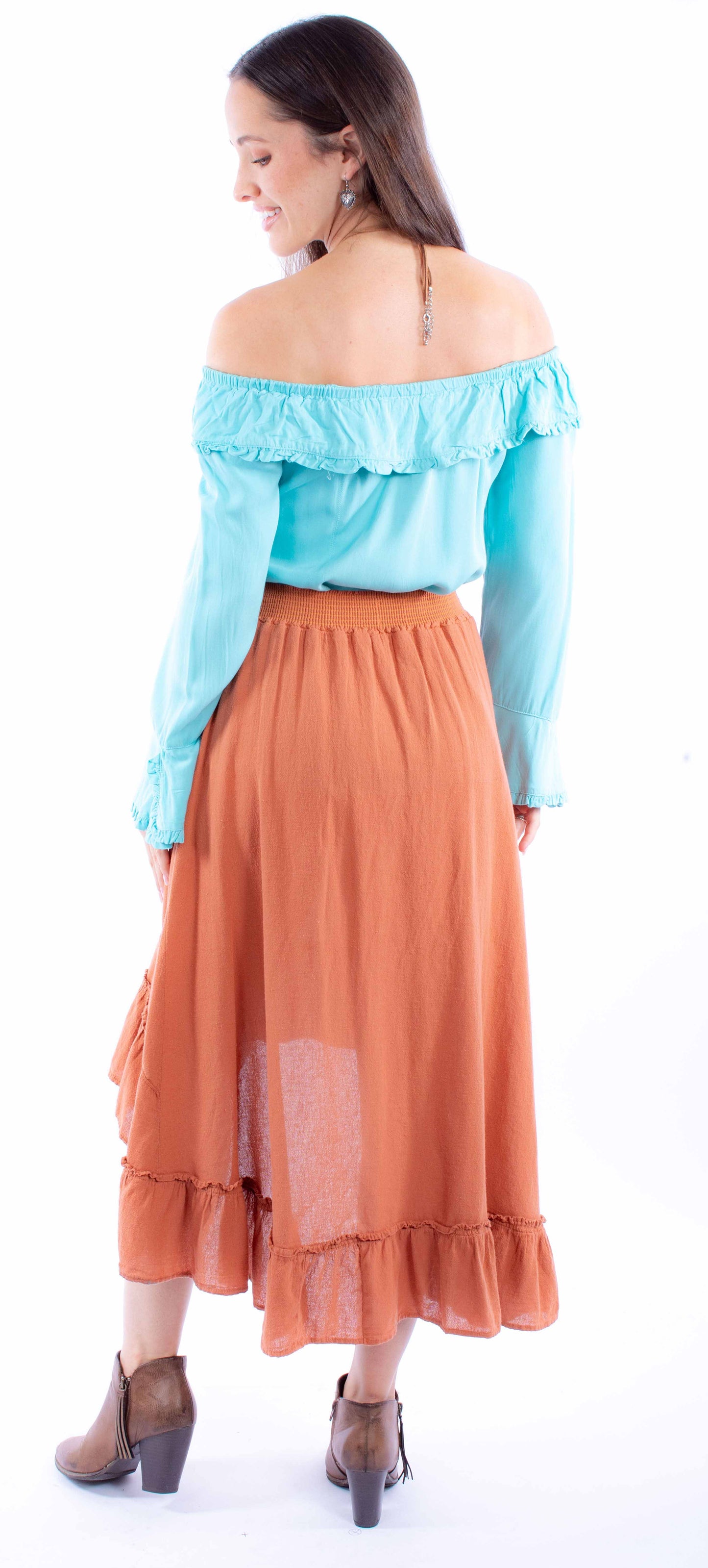 Scully Women's Hi/lo Skirt With Ruffle Bottom in Ginger