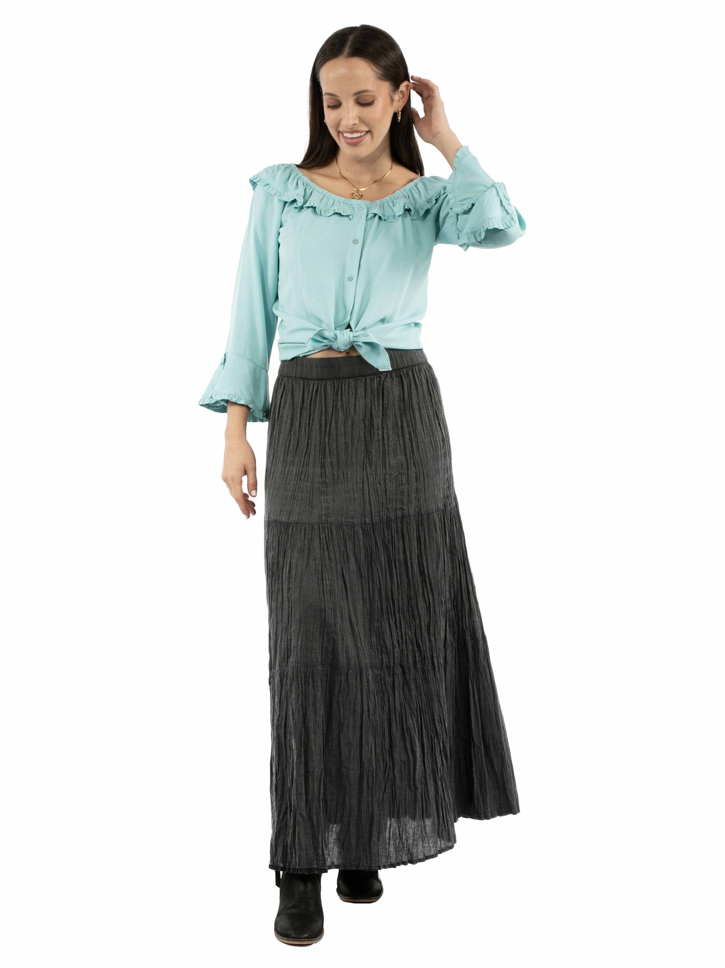 Scully Women's Tiered Broomstick Skirt in Black