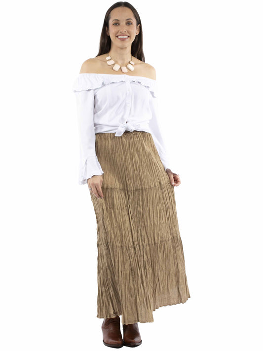 Scully Women's Tiered Broomstick Skirt in Khaki