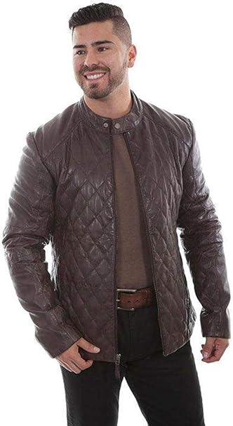 Scully Men's Quilted Leather Jacket, Chocolate