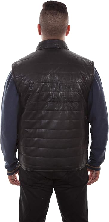 Scully Men's Reversible Ribbed Leather Vest, Black Lamb
