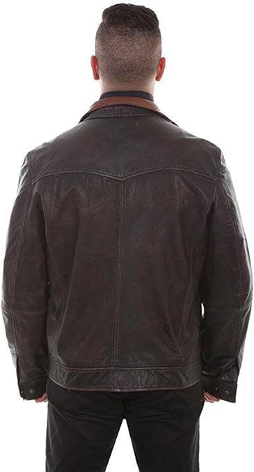 Scully Men's Vintage Two Tone Leather Jacket in Black