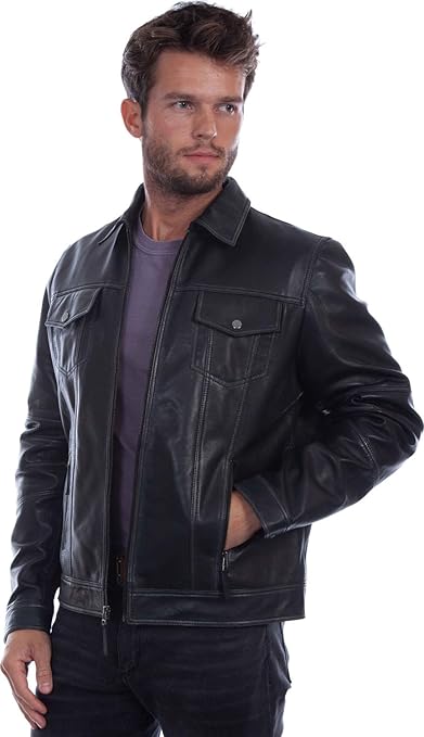Scully Western Jacket Mens Vintage Leather Jacket in Black
