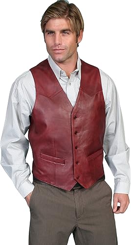 Scully Men's Lambskin Western Wear Vest in Black Cherry