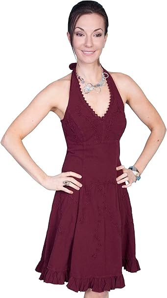 Scully Women's Sweetheart Halter Top Dress Burgundy