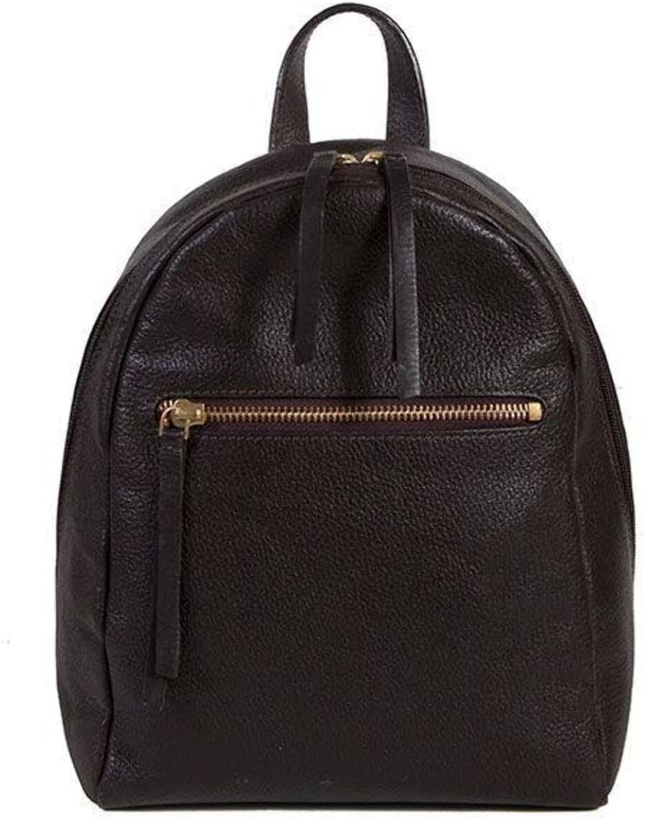 Scully Compact Glazed Calf Leather Backpack in Chocolate