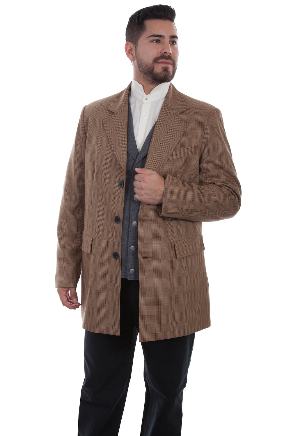 Scully Men's Plaid Town Coat in Tan