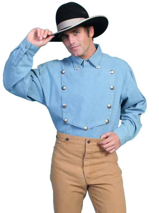 Scully RangeWear Men's Bib Front Shirt in Blue