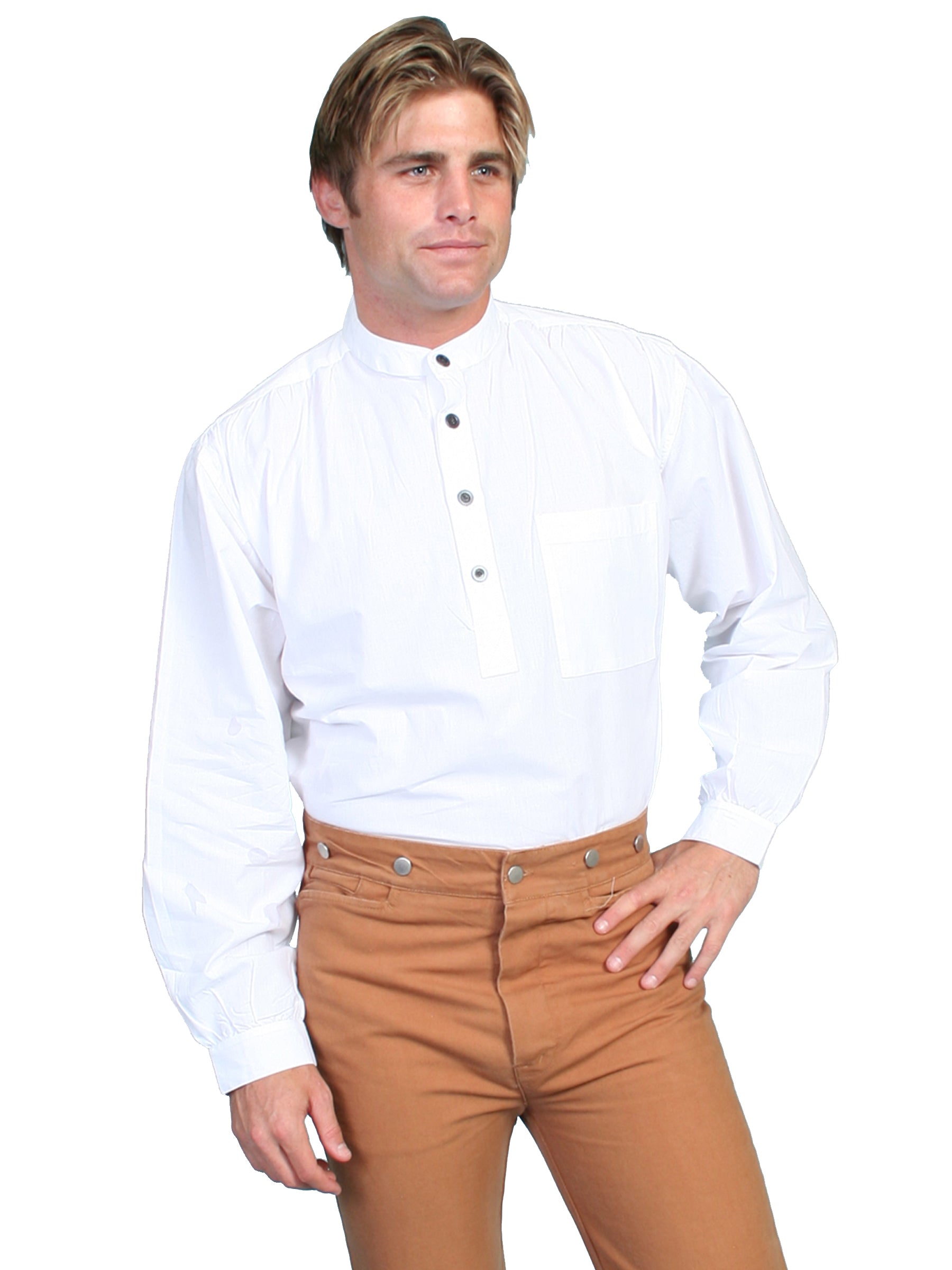Scully RangeWear Men's Solid Pullover Shirt in White