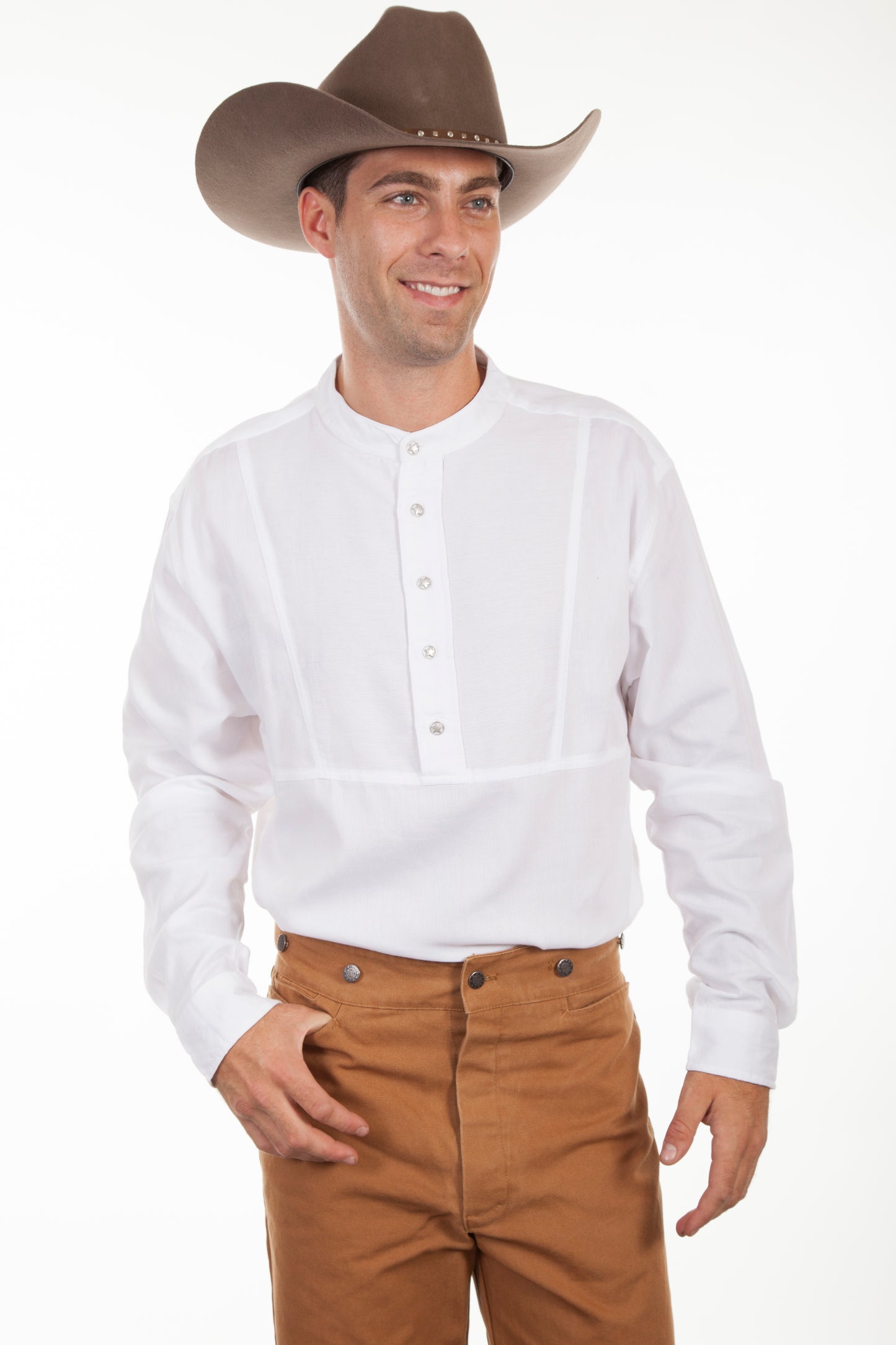 Scully Western Men's Cotton Pique Pullover Shirt in White