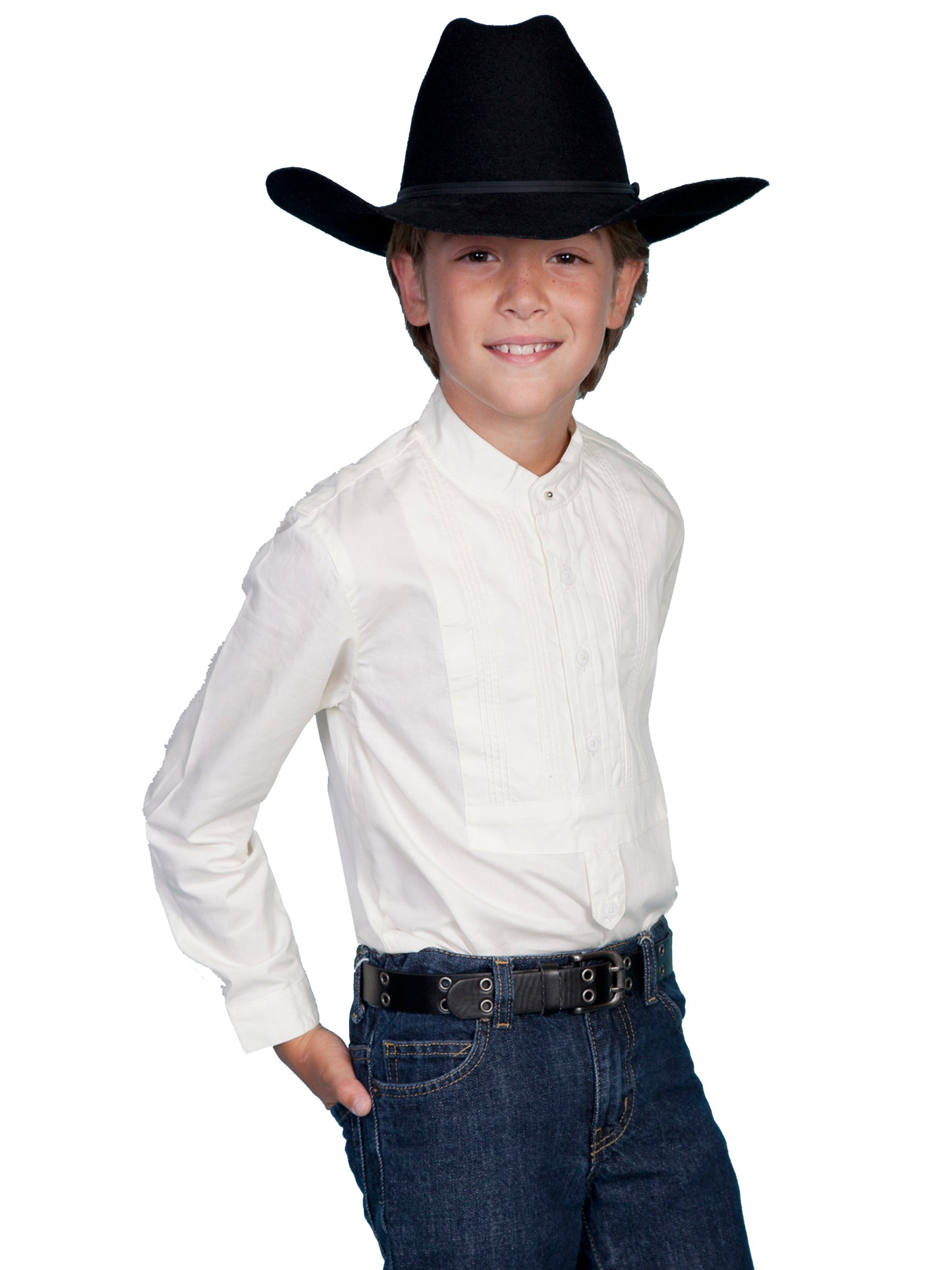 Scully Boy's Kids Tuxedo Front Shirt in White