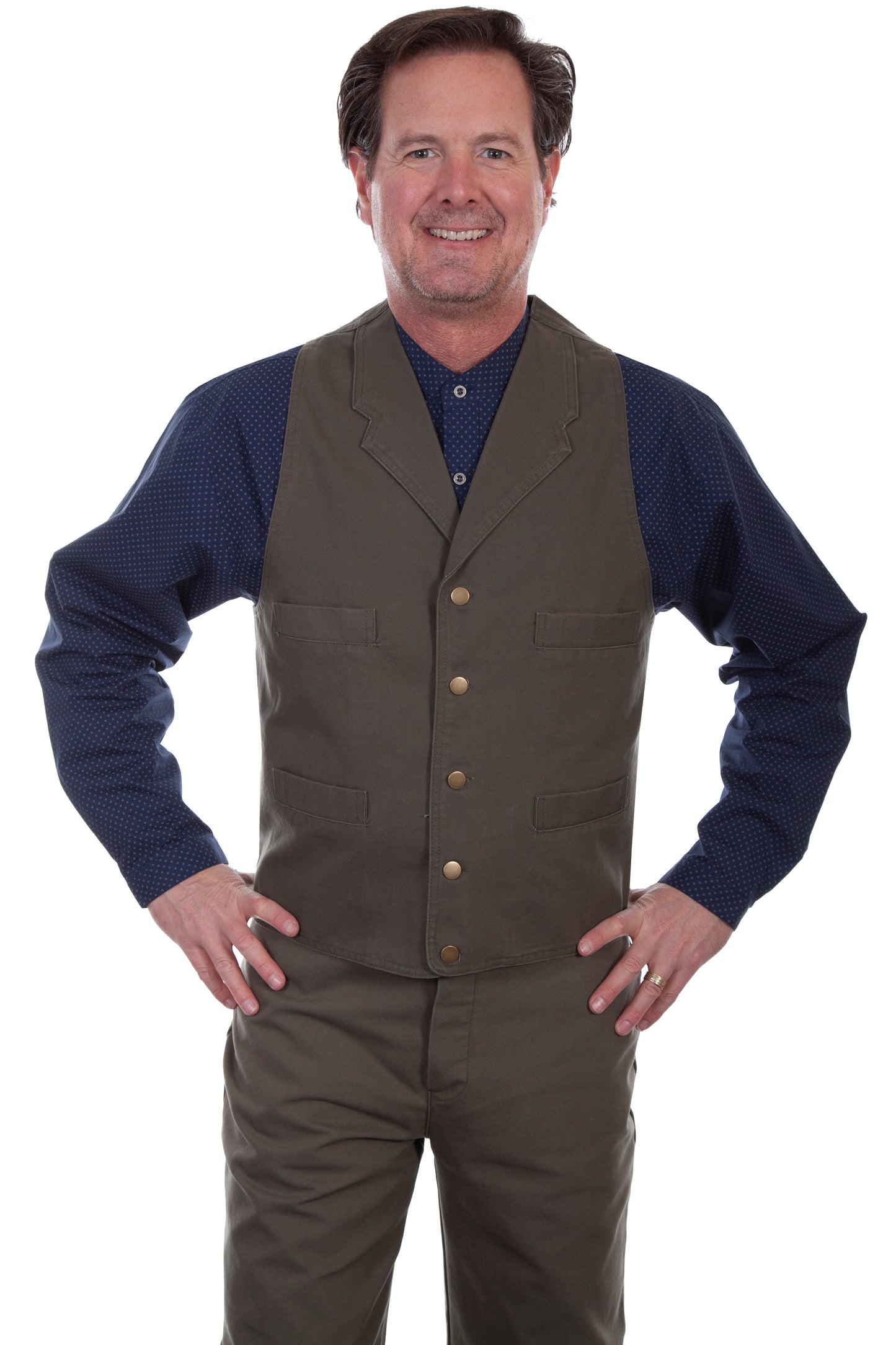 Scully RangeWear Men's Canvas Vest in Khaki