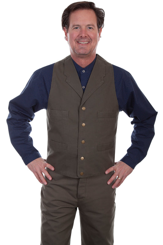 Scully RangeWear Men's Canvas Vest in Khaki