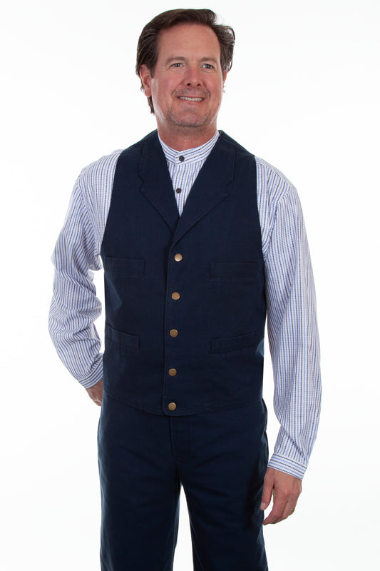 Scully RangeWear Men's Western Canvas Vest in Navy