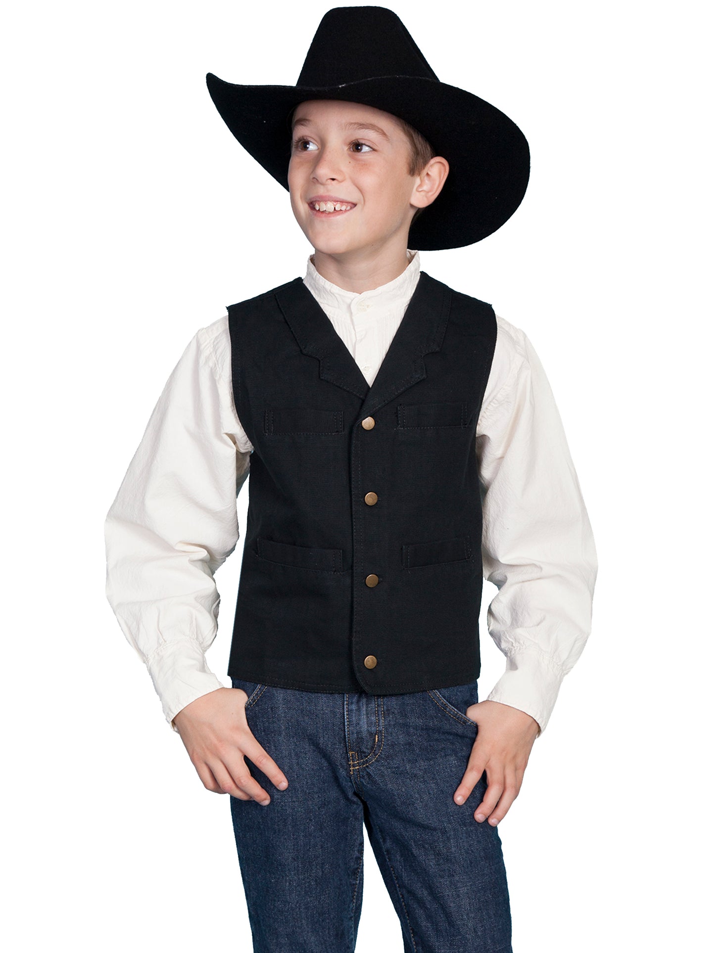 Scully Boy's Kids Canvas Vest in Black
