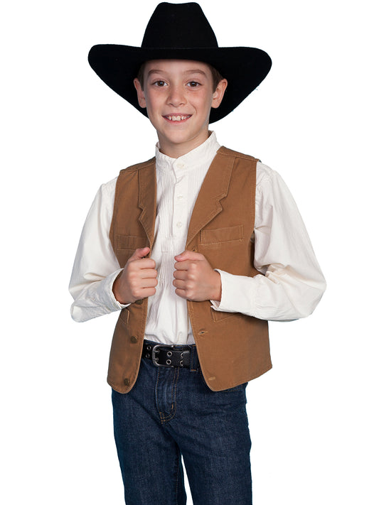 Scully Boy's Kids Canvas Vest in Brown