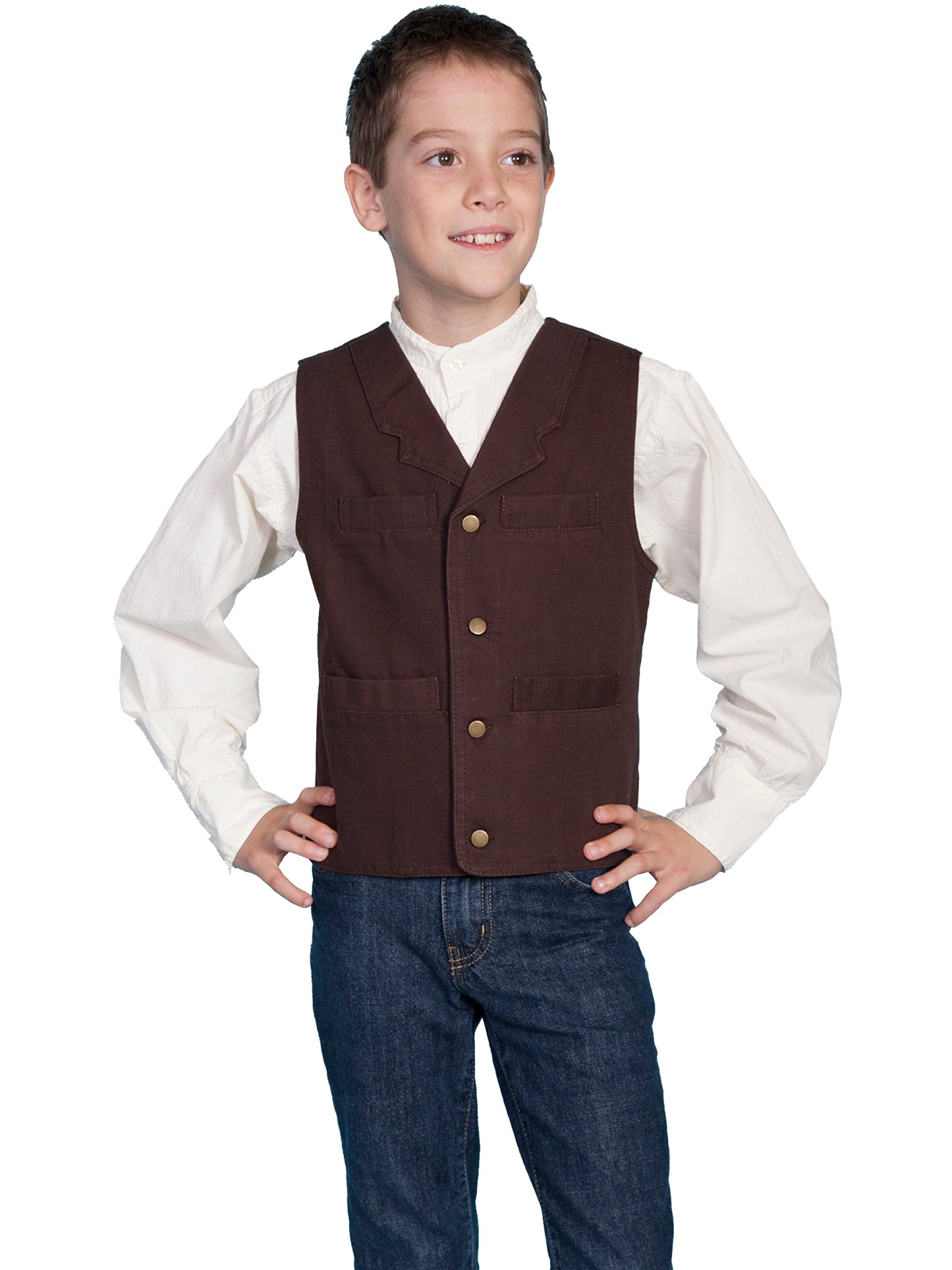 Scully Boy's Kids Canvas Vest in Walnut