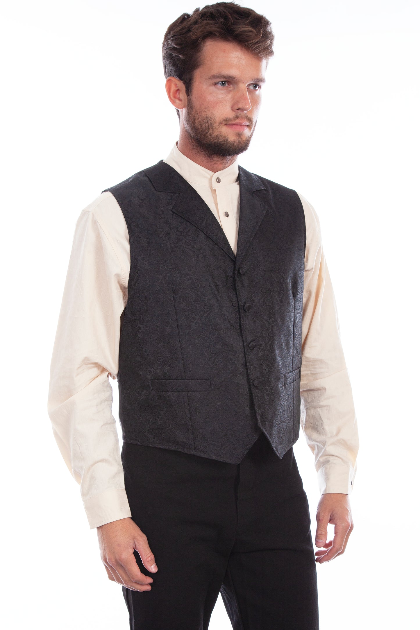 Scully Men's Paisley Vest in Black
