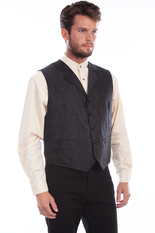 Scully Men's Paisley Vest in Black