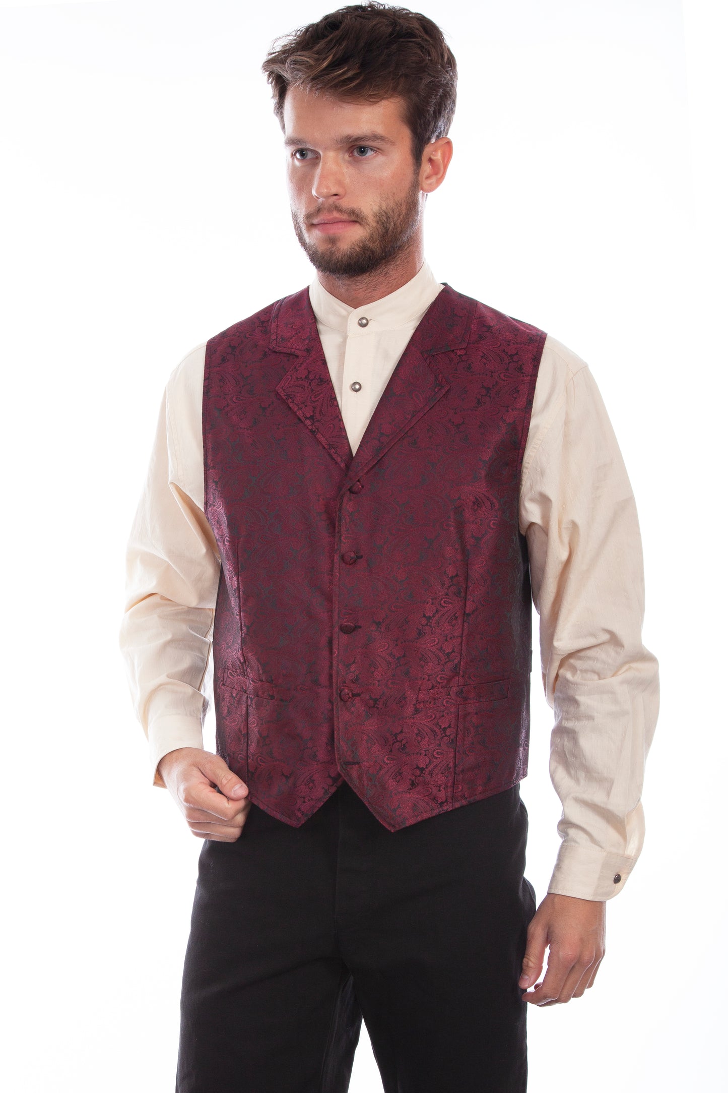Scully RangeWear Men's Paisley Vest in Burgundy